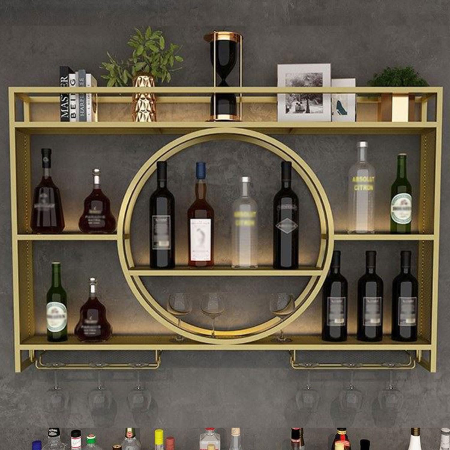 Botellero Industrial montado en la Pared, estantes de Hierro de 3 Niveles, Estante para Vino, Estante de exhibición para decoración del hogar,Botellero de Pared para Bares, Comedor y Cocina