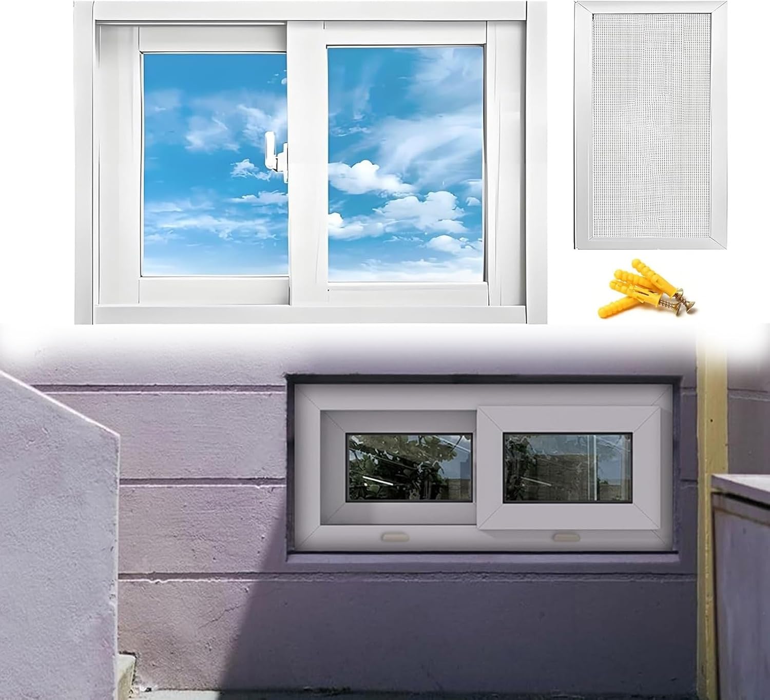 Aluminum Basement Window, 30x20in 30x15in 30x16in Horizontal Shed Window with Locking, House Replacement Windows with Tempered Glass and Screen for Basement Garage or Shed(White,W30xH20in)