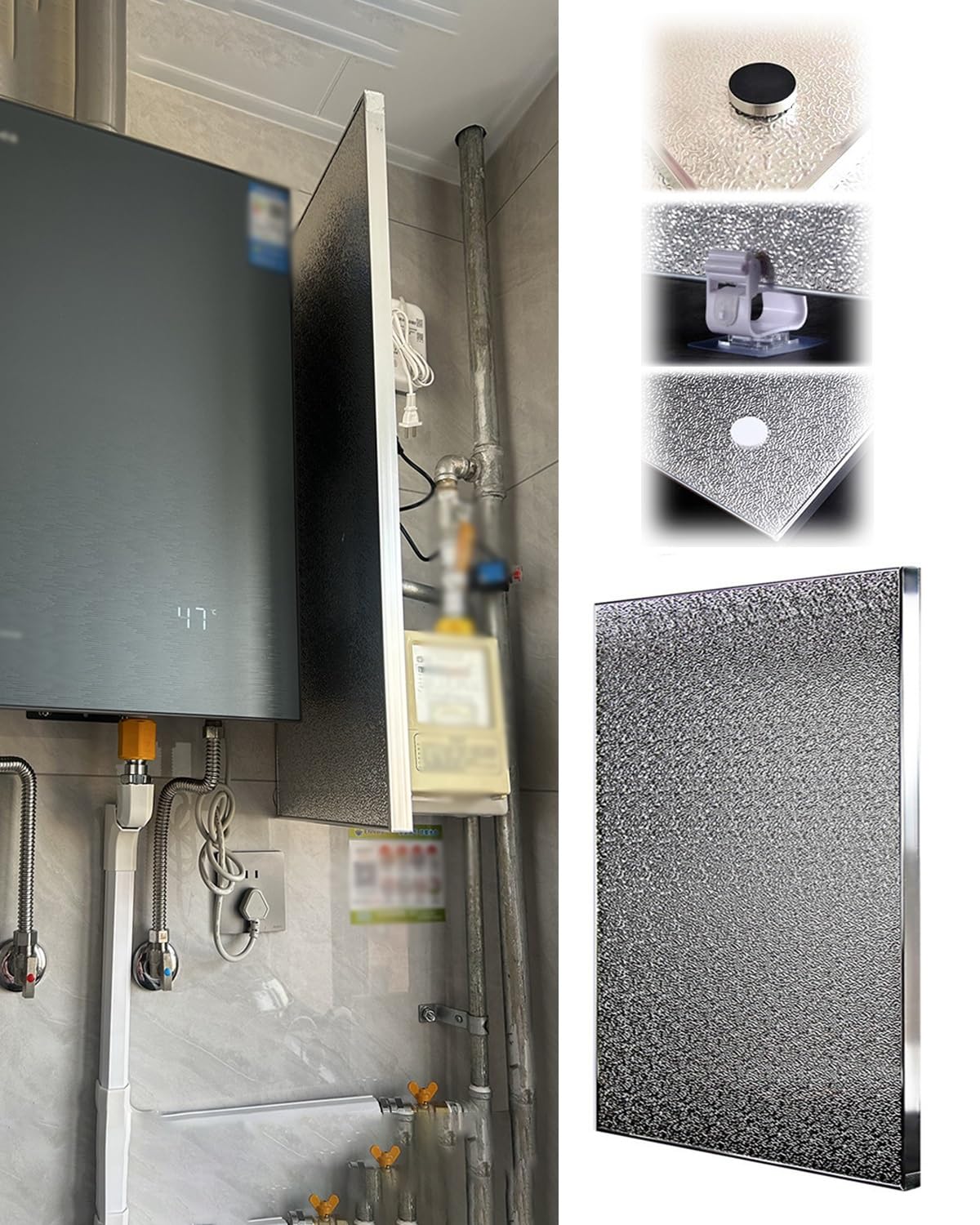 Panel Aislante Térmico Protector Térmico Muebles Fijación Magnética/Adhesiva/Soporte, Protector Aluminio Frigorífico Contra Calor Cocina/Horno, 20 40 50 60 80 90 100 120cm(45x90cm/18x36in)