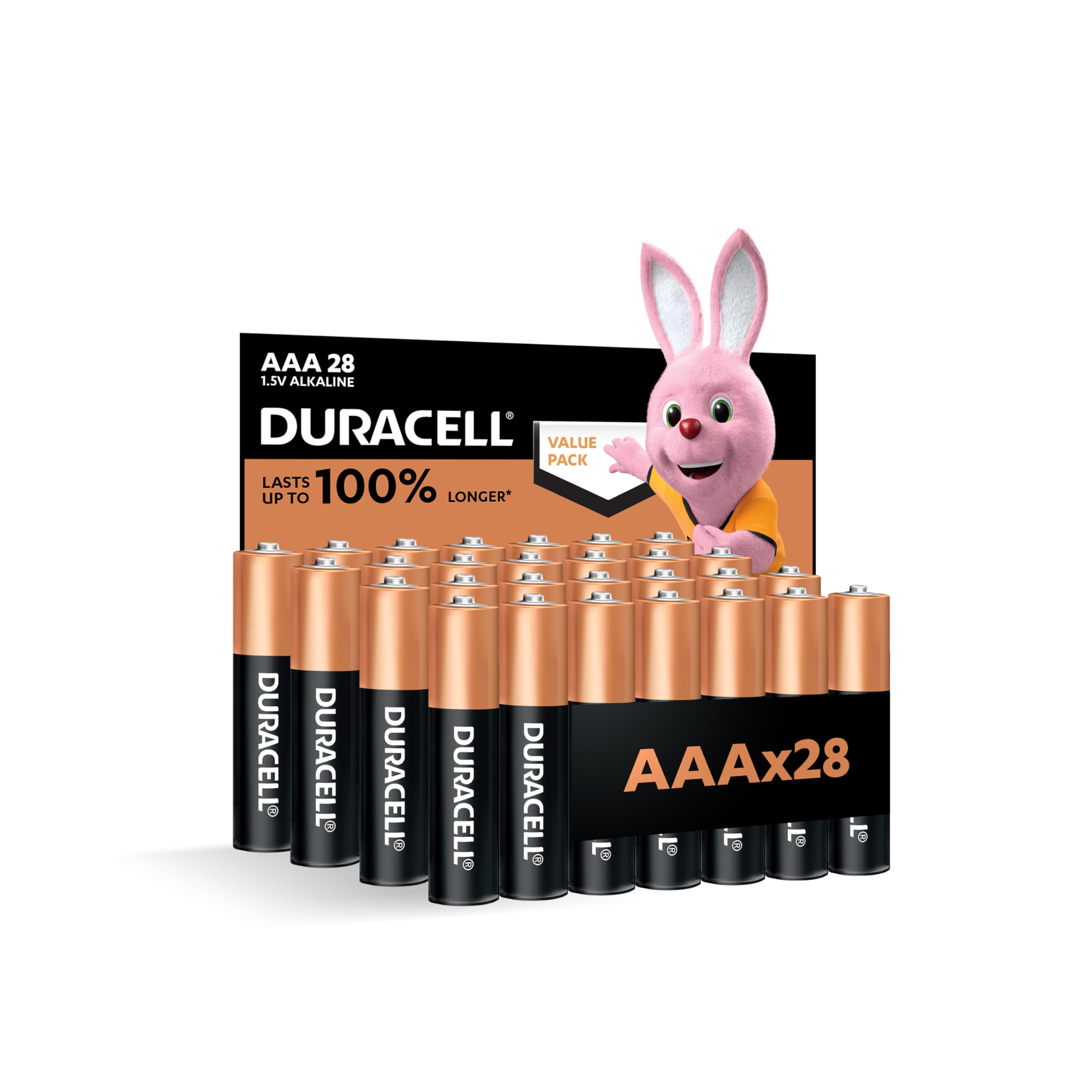 Duracell - AAA 1.5V Alkaline Batteries LR03 / MN2400 Lasts Upto 100% Longer Pack of 28
