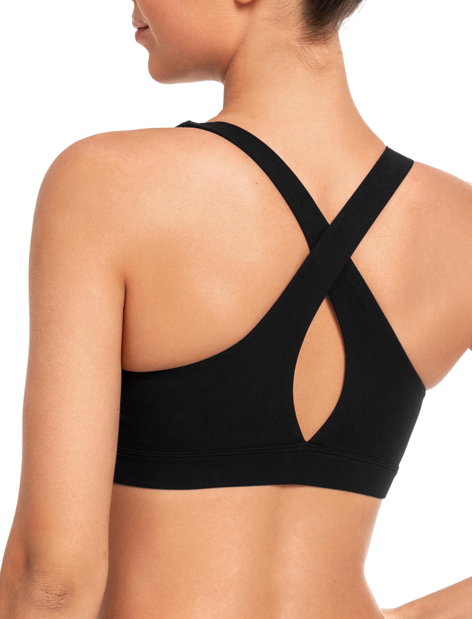 Yvette Yoga Sports Bras for Women Light Support Sexy Criss Cross Back Bra with Removable Pad