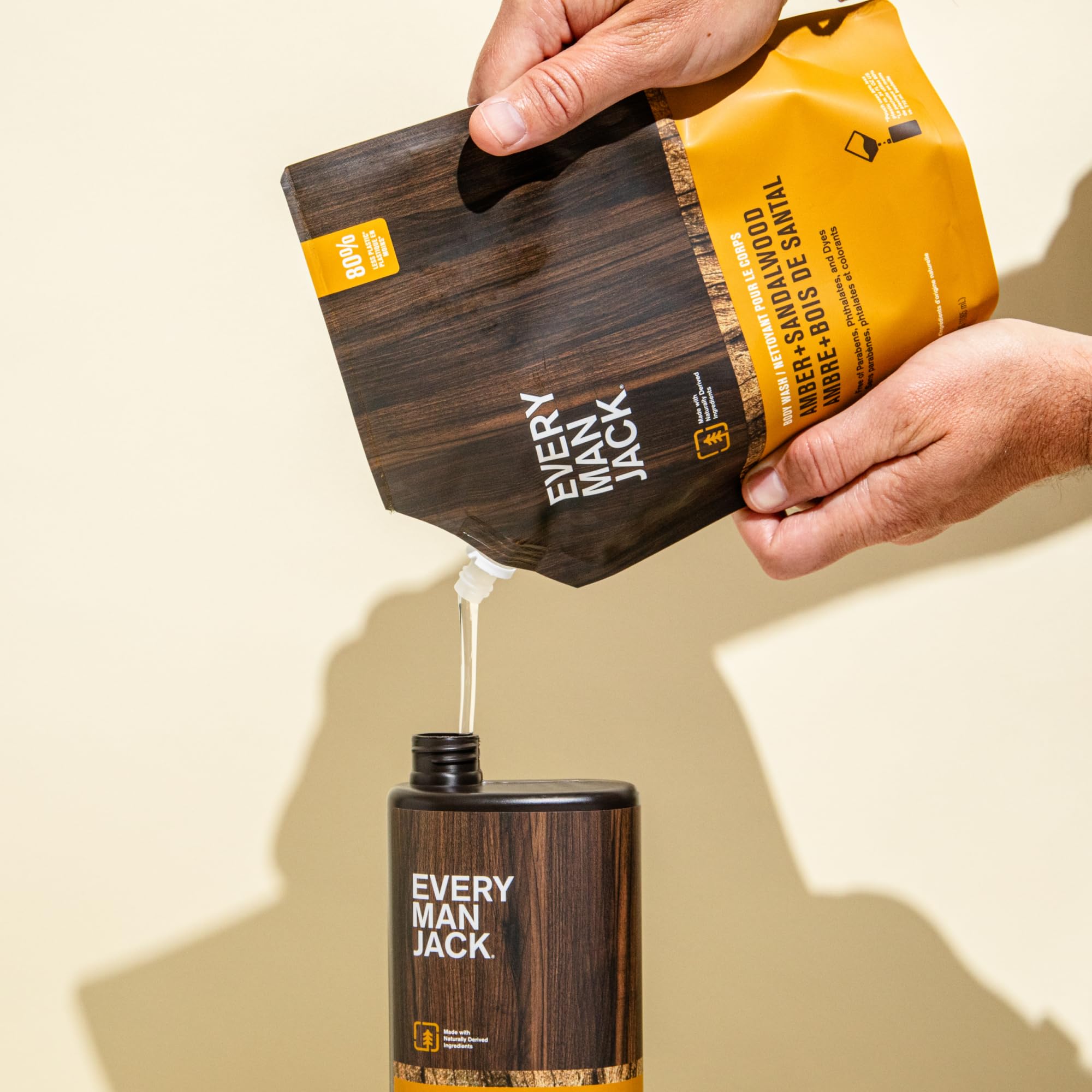 Every Man Jack Amber Sandalwood Men's Body Wash Refill Pouch, 36 oz 2-Pack