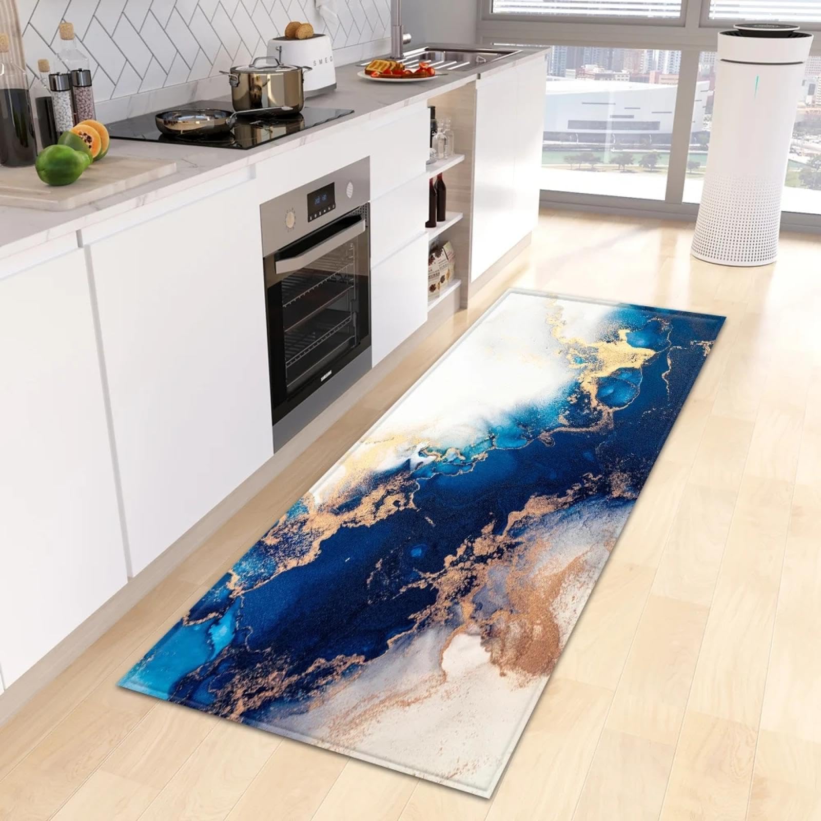Tapis de cuisine 60x250 cm antidérapant pour couloir et salon