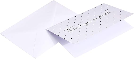 Amazon Basics Thank You Cards and Envelopes, 48 Count, Polka Dot and Stripe, 4 x 6