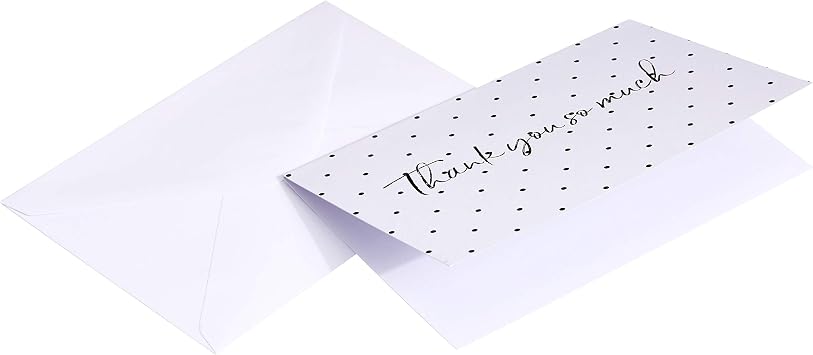 Amazon Basics Thank You Cards and Envelopes, 48 Count, Polka Dot and Stripe, 4 x 6