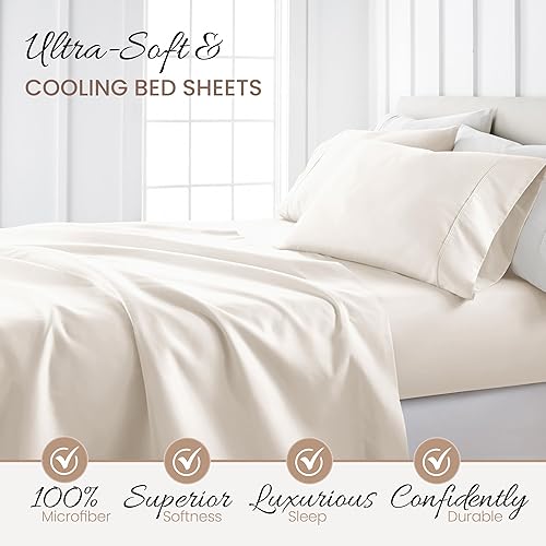 Miniatura 9 de Linen Market Sábanas para cama de tamaño Queen (rubor). Duerme mejor que nunca con estas sábanas Queen suaves y refrescantes. Bolsillo profundo para