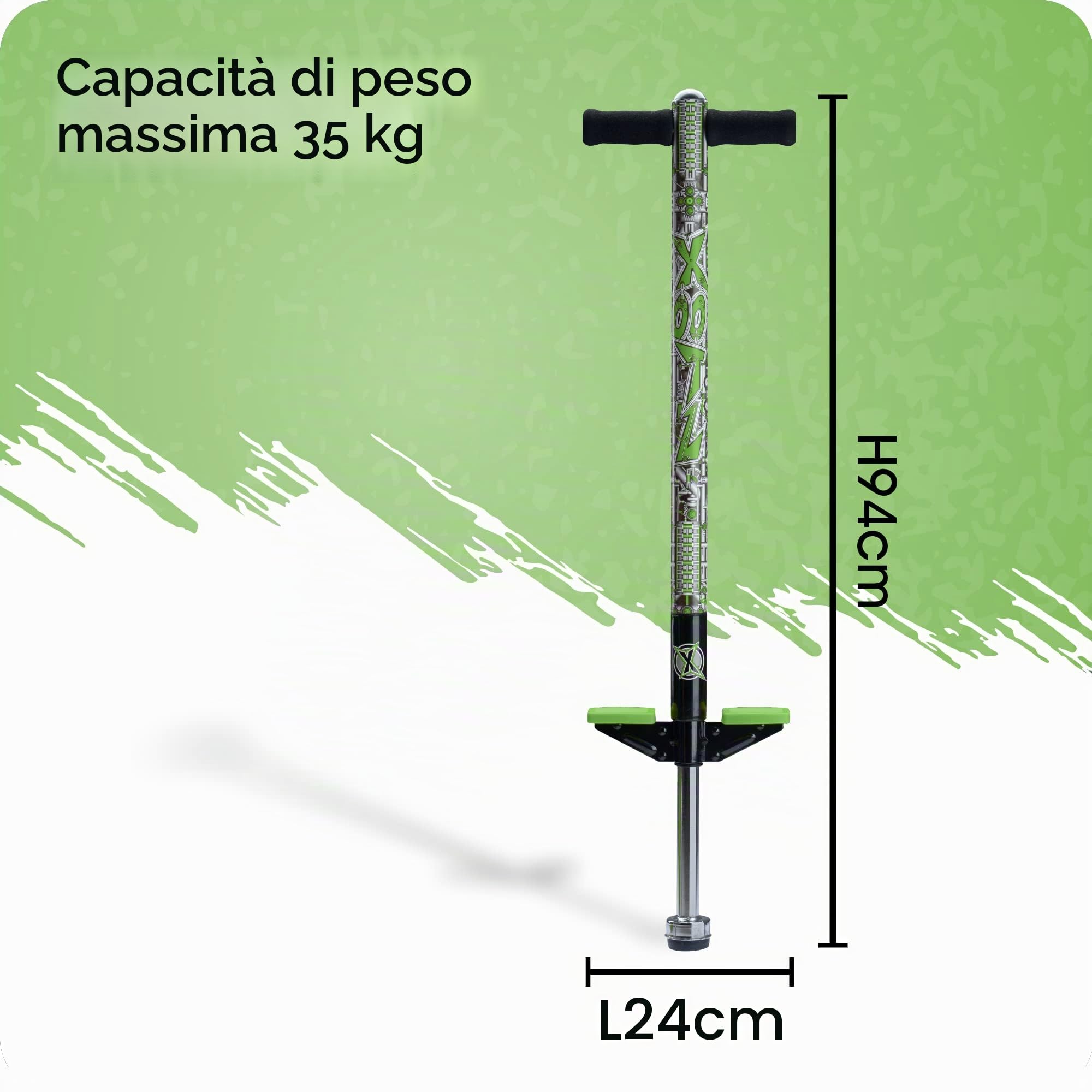 Xootz Pogo Stick | Design Industriale per Bambini, Ragazzi e Ragazze, Manubrio in Schiuma Morbida, età 5+, Fino a 35 kg