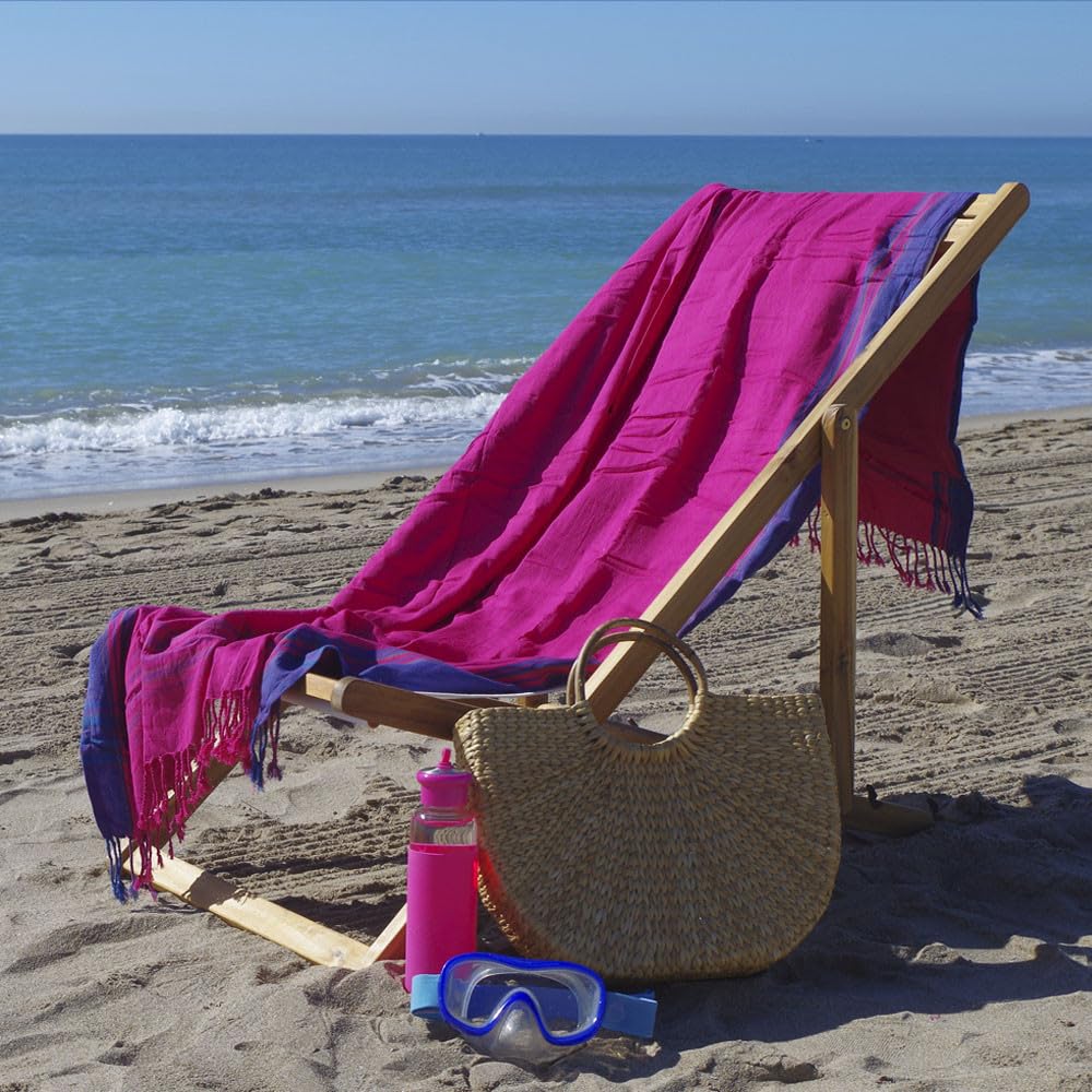 10XDIEZ - Pareo 100% algodón- Toalla de Tela para Playa o Piscina (100x180cm - Fucsia)