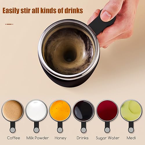 Miniatura 4 de Taza de café autoagitable taza de café automática recargable con agitador magnético y tapa, taza de café de viaje para leche, cacao, oficina,
