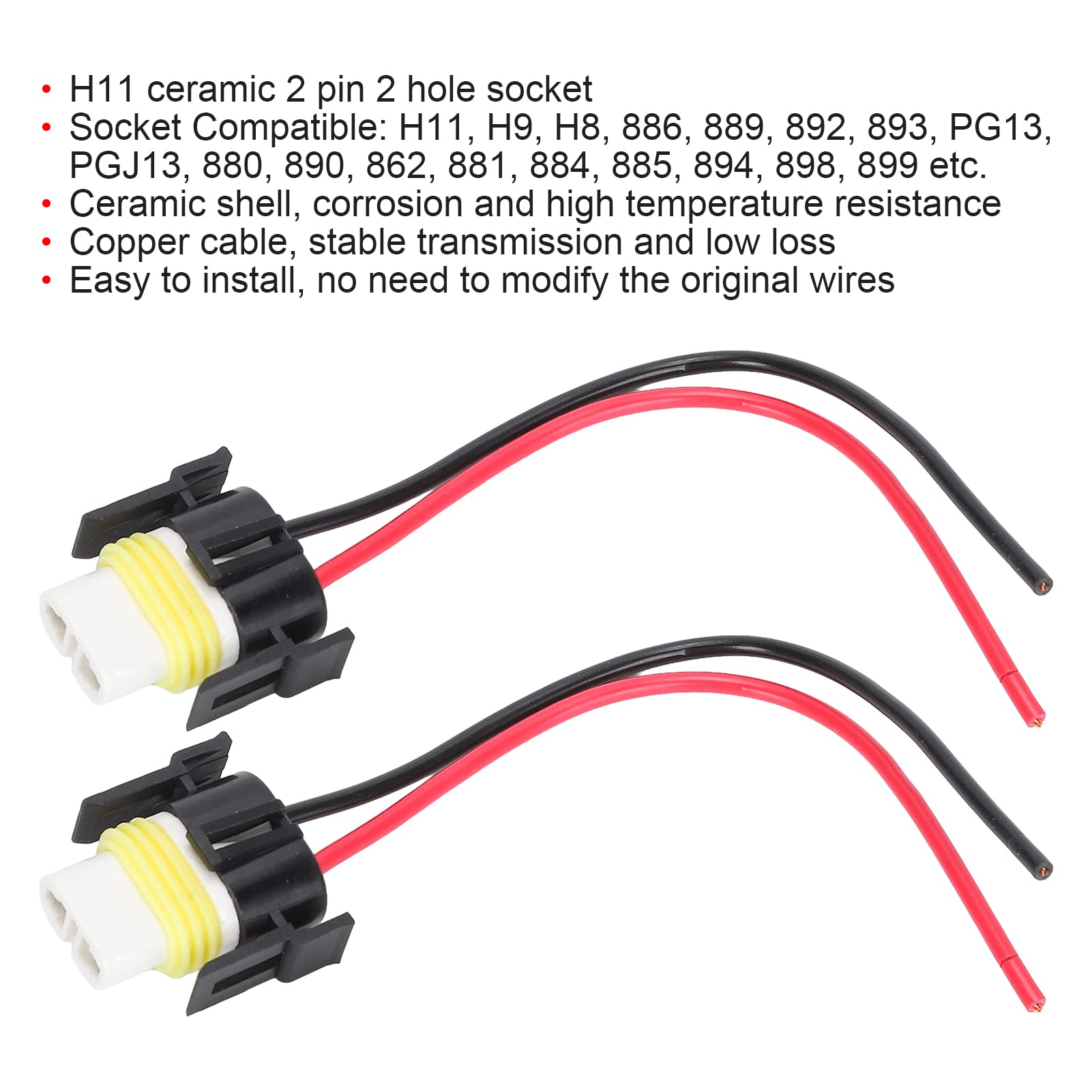 2 Stück H11 H8 Keramik Kabelbaum Adapter - Weiblicher Buchsenstecker Für Nebelscheinwerfer