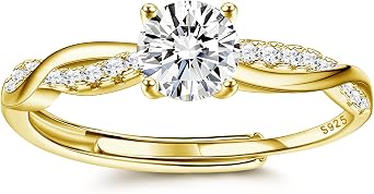 KRFY 925 Sterling Silver Rings for Women Engagement Ring Adjustable Cubic Zirconia Wedding Rings Women Promise Eternity Diamond Infinity Thumb Ring Anniversary Jewellery Gift with Box