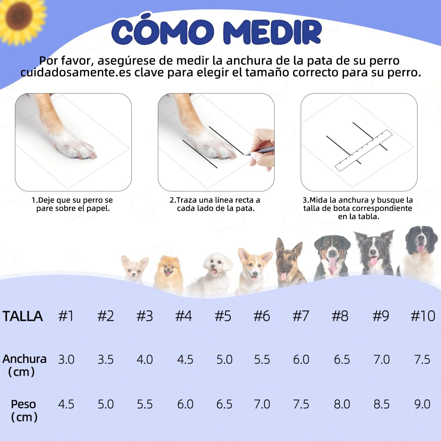 SlowTon Zapatos para Perros para Pavimento Caliente, Sandalias Transpirables Antideslizantes con Tiras Reflectantes, Fáciles de Poner y Quitar, Botines de Verano para Exteriores Fácile