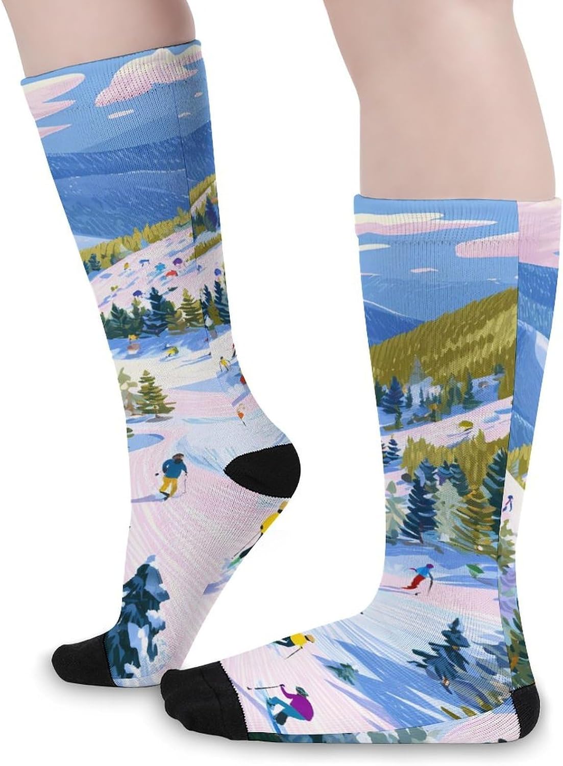 Ski Slope Knee High Socks Athletic Long Stockings Sport Casual Crew Tube Sock Boot 40cm