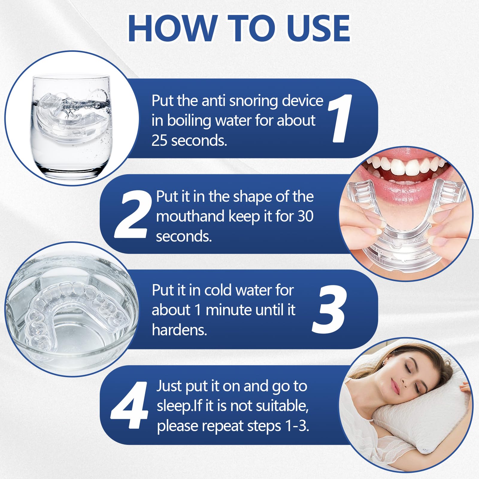Kit de Protección Dental 4 Piezas, Férula Dental Moldeable para Bruxismo, Protector Bucal Antirronquidos