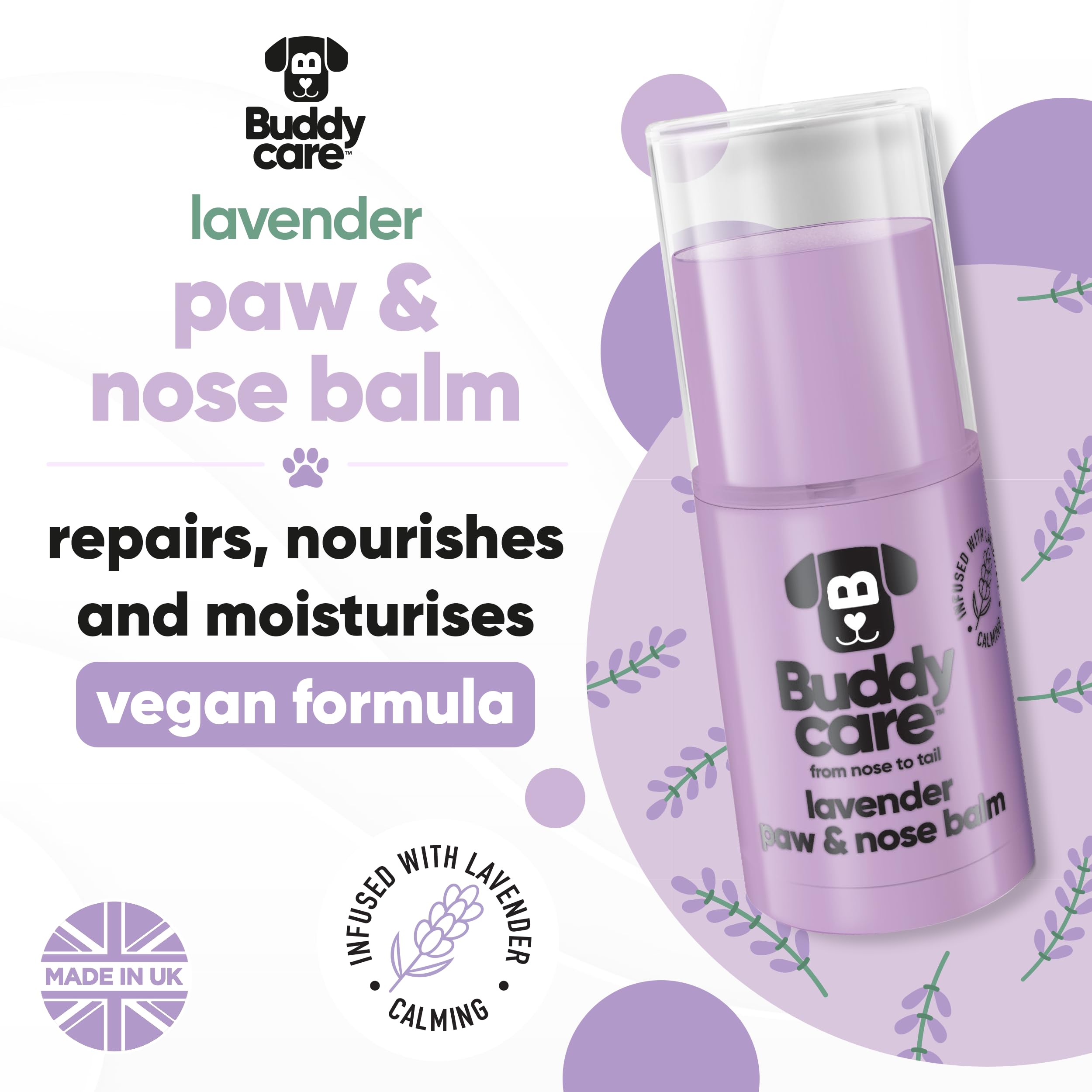 Buddycare Dog Paw & Nose Balm - Lavender Protects & Repairs Dry, Cracked & Chapped Skin, Pack of 1 - Image 2