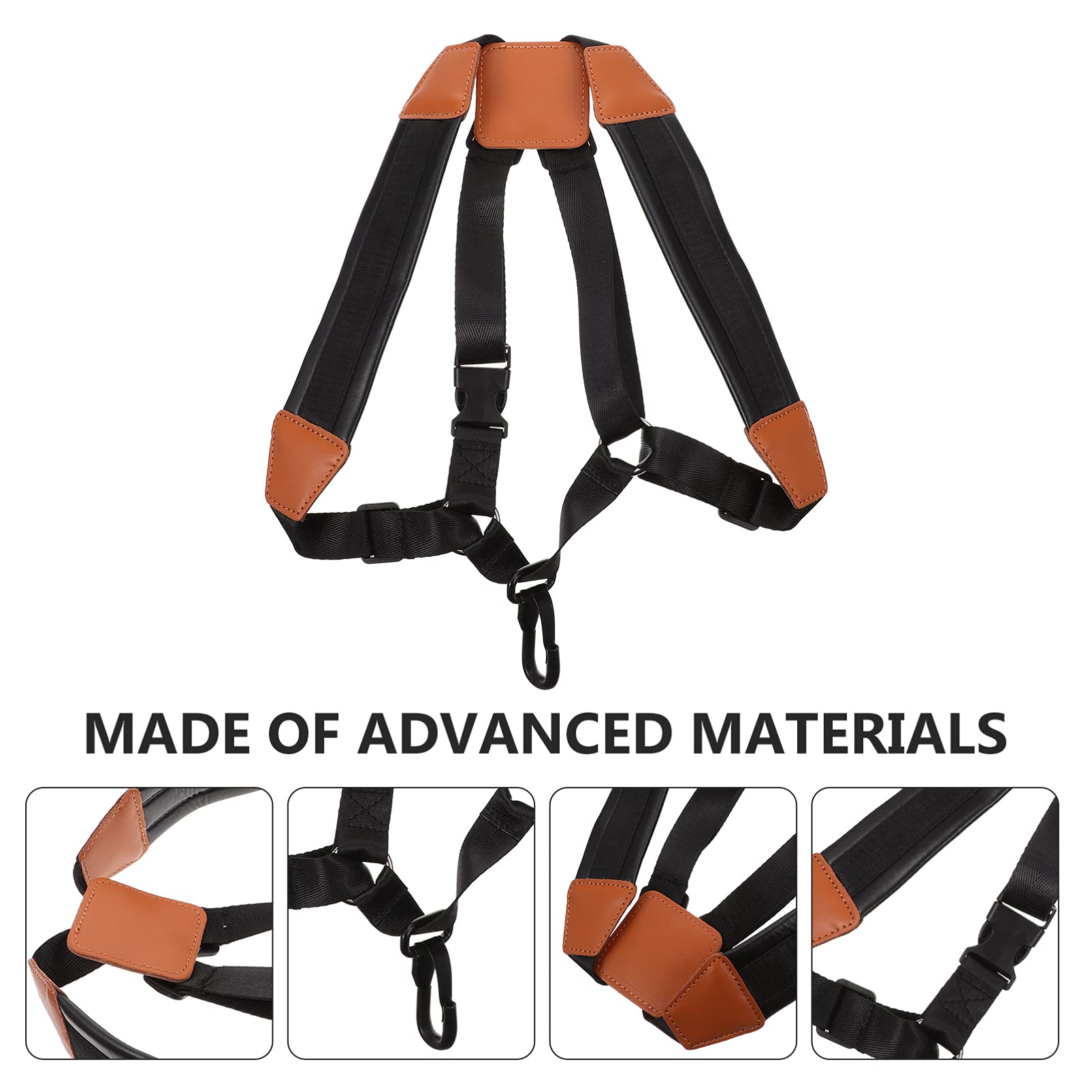 HANABASS 2Pcs Saxophone Shoulder Straps Comfortable Black Fixing Harness for Saxophone Accessories for Beginners and Students