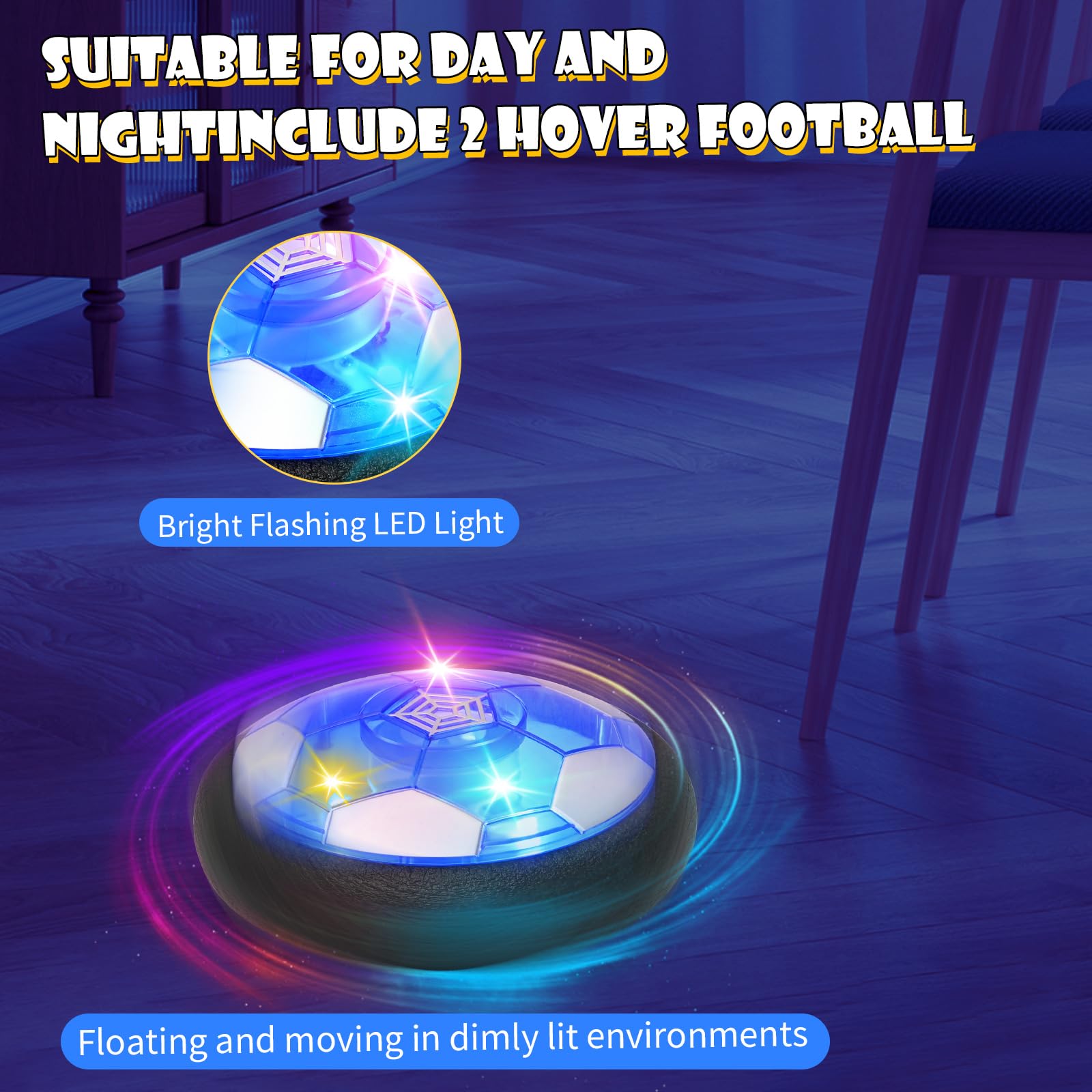 Ballon De Football Aéroglisseur Avec Lumières LED - Jeu D'intérieur/extérieur Pour Enfants 3-12 Ans | Hover Soccer Ball, Cadeau Anniversaire