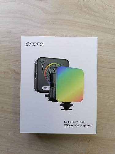 Miniatura 7 de ORDRO Luz de video LED RGB SL-50, mini luz de cámara LED con 108 LED, 3 soportes de zapata fría de 2200 mAh CRI recargable 95+ 2700-6500K para