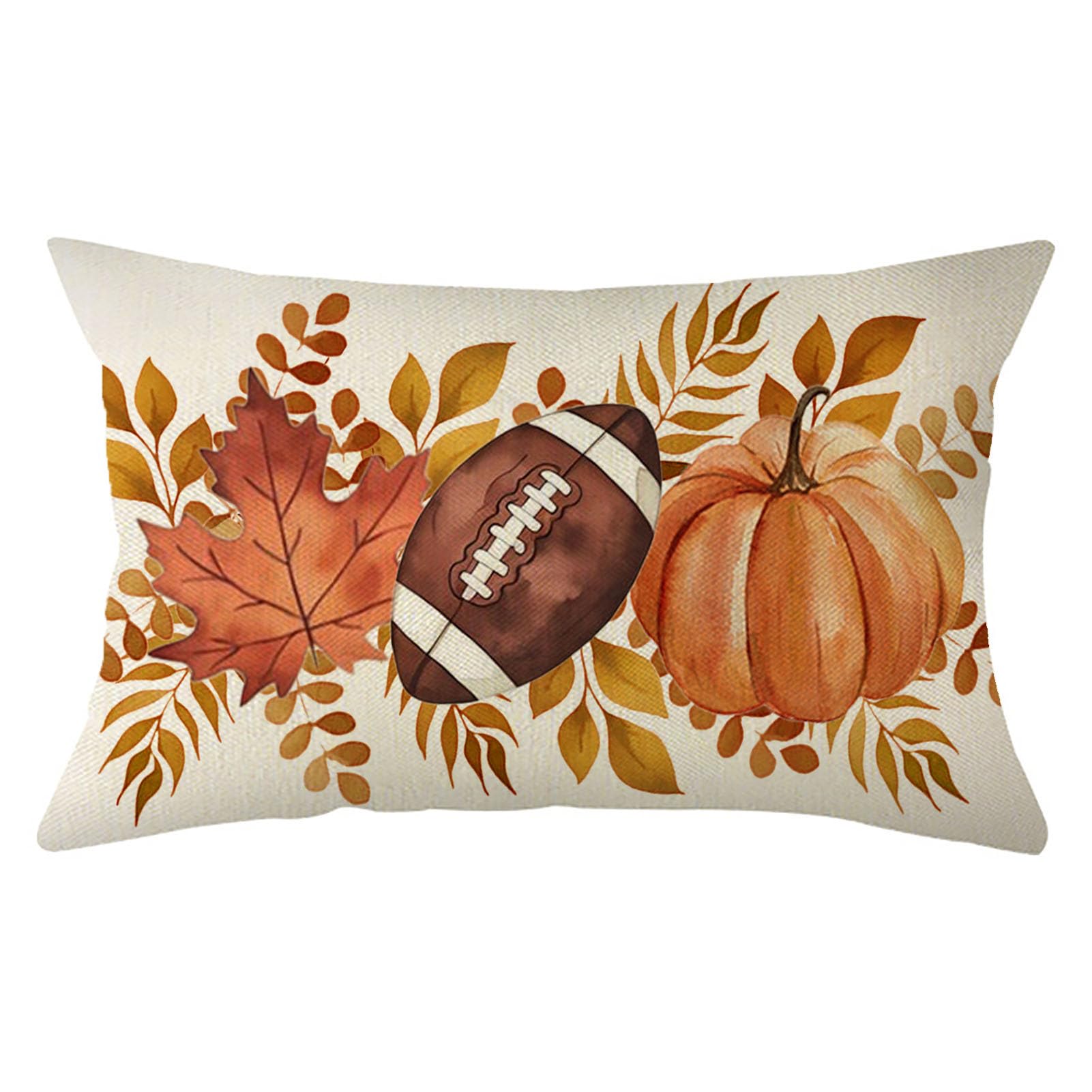 Ogiselestyle Fall Throw Pillow Covers 12x20 Inch Autumn Football Pumpkin Maple Leaves Cushion Case Decoration for Sofa Couch