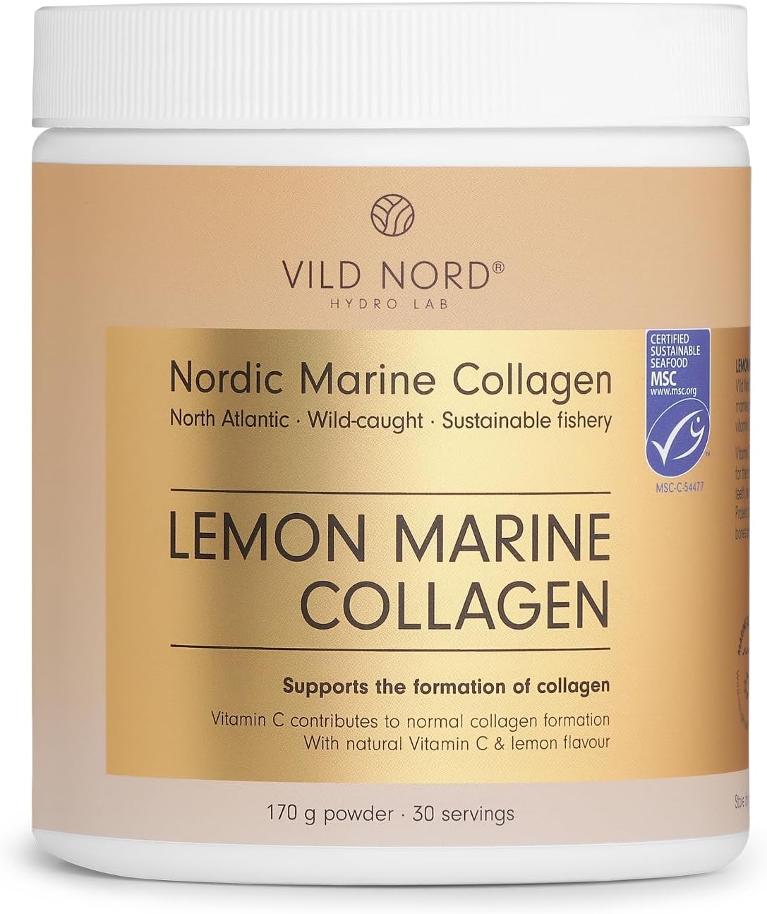 Lemon Marine Collagen Powder – 170 gm, 30 Servings – Hydrolyzed Collagen Peptides Type 1, for Skin, Muscles, Hair, Nails, Joints & Bones