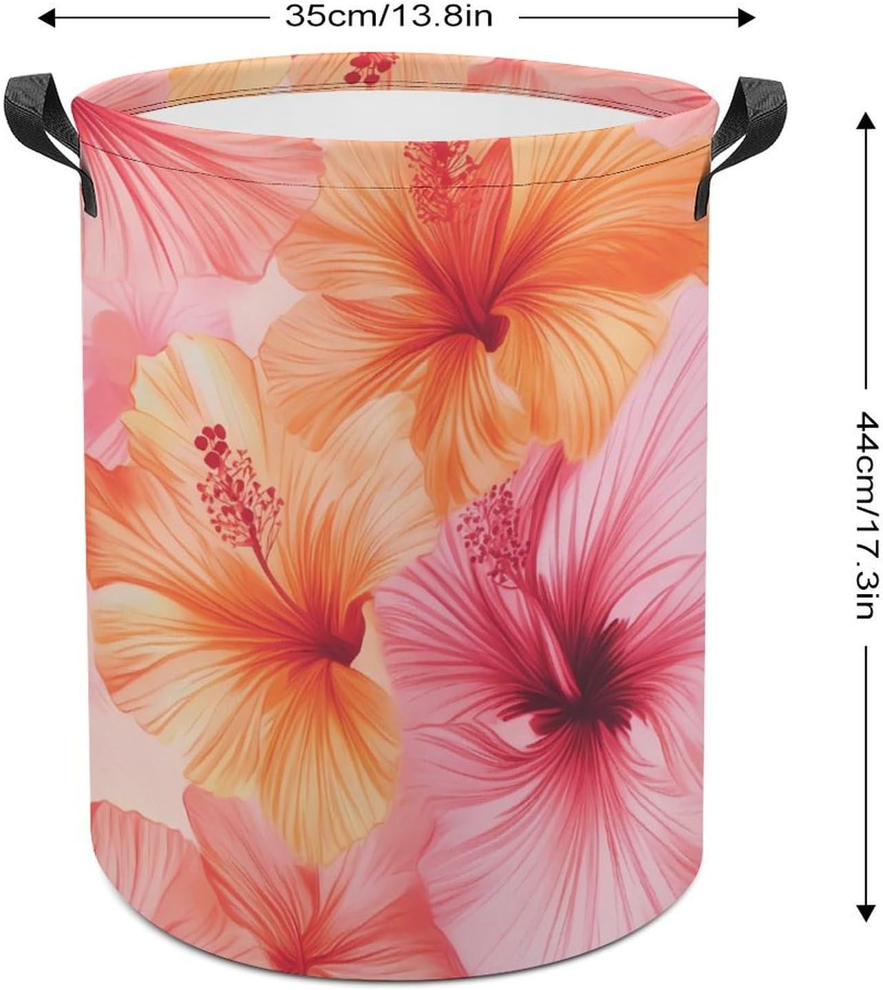 Hawaiian Floral Hibiscus Pattern Laundry Hamper Basket for Home Bathroom | clothes storage,handle,large capacity,oxford