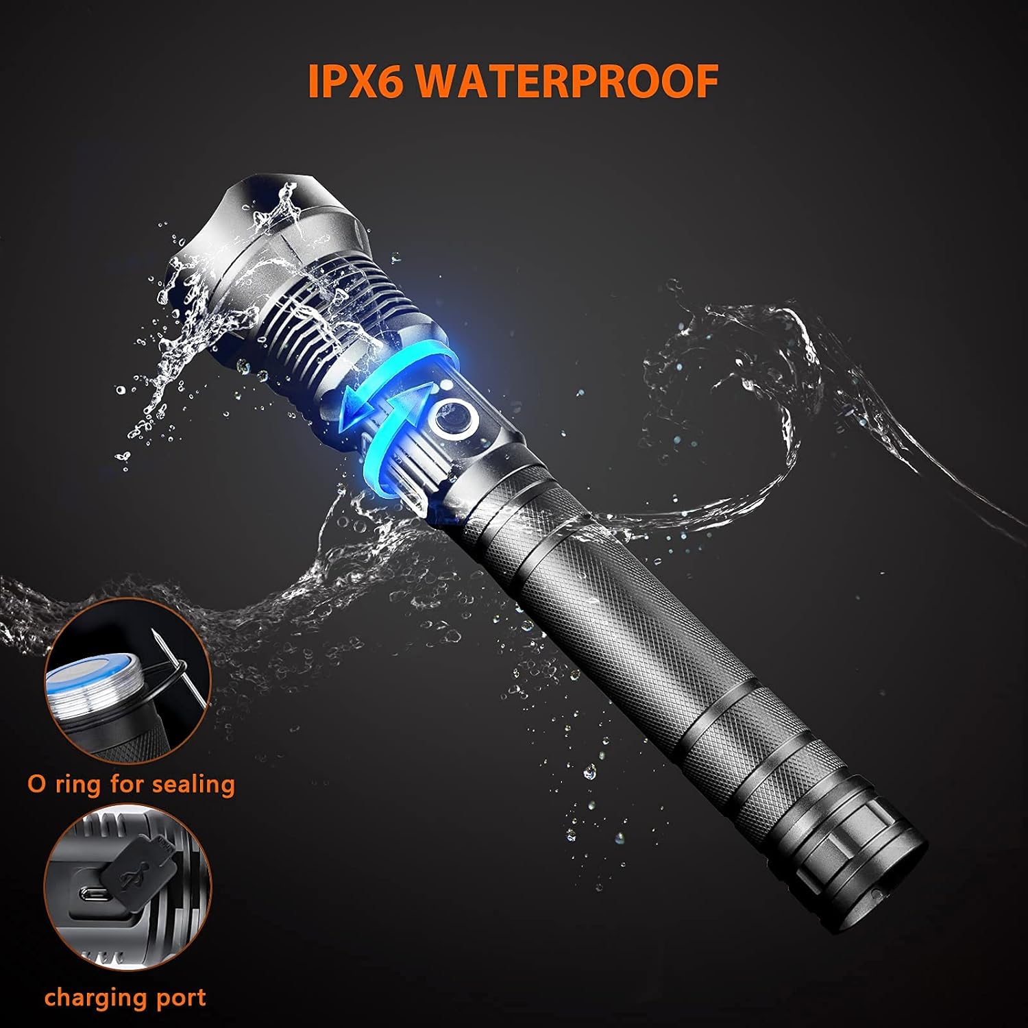 LED Rechargeable Flashlights, 100000 High Lumen Powerful XHP70 Flashlight (26650 Battery Included) with COB Side Light, 9 Lighting Modes, Zoomable, IPX6 Water-Resistant Flash Light for Camping Hiking : Tools & Home Improvement