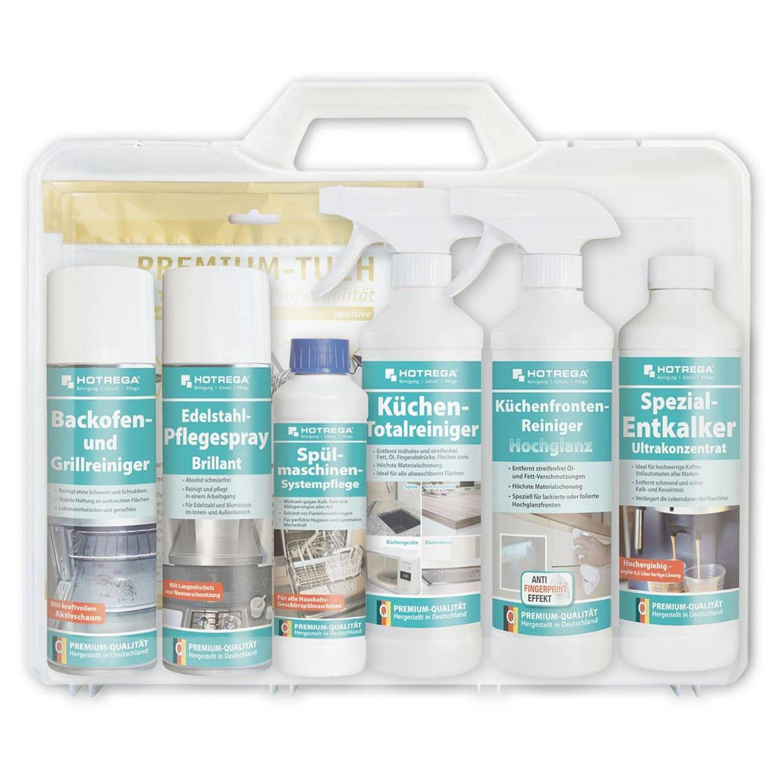 HOTREGA Küchenreiniger Set 8-teilig | Spezialreiniger & Mikrofasertücher