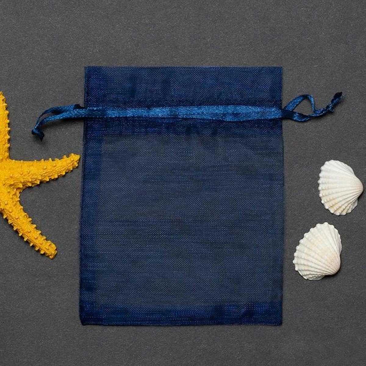 Sac en organza en vrac, 50 pièces/lot 7 x 9/9 x 12/10 x 15/11 x 16/13 x 18 cm Sacs en organza avec cordon de serrage Sacs d'emballage de bijoux Mariage Petit sac cadeau (bleu marine, 10 x 15 cm)