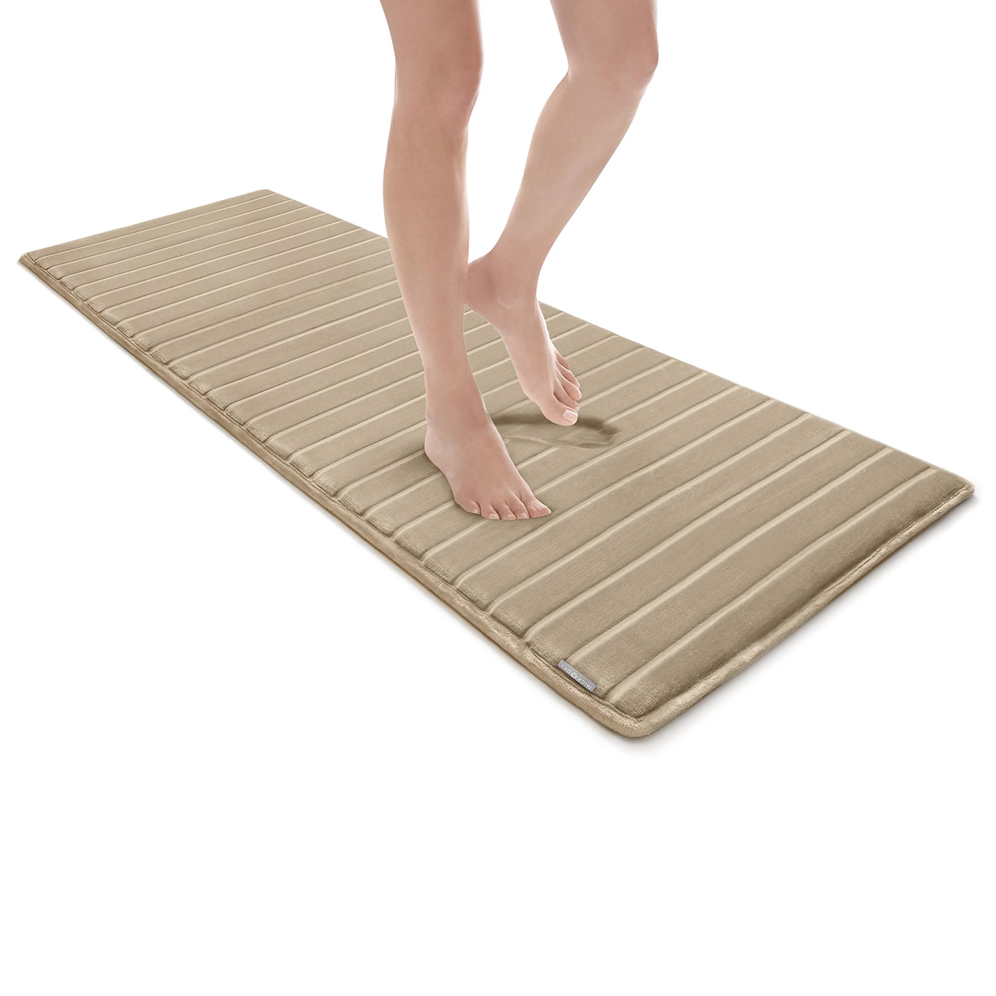 MICRODRY Extra Thick Modern Luxury Charcoal Infused Memory Foam Bath Mat Rug with, GripTex Skid Resistant Base, Absorbent, Easy Care, Fade & Pilling Resistant, SoftLux (Linen, 24x58)