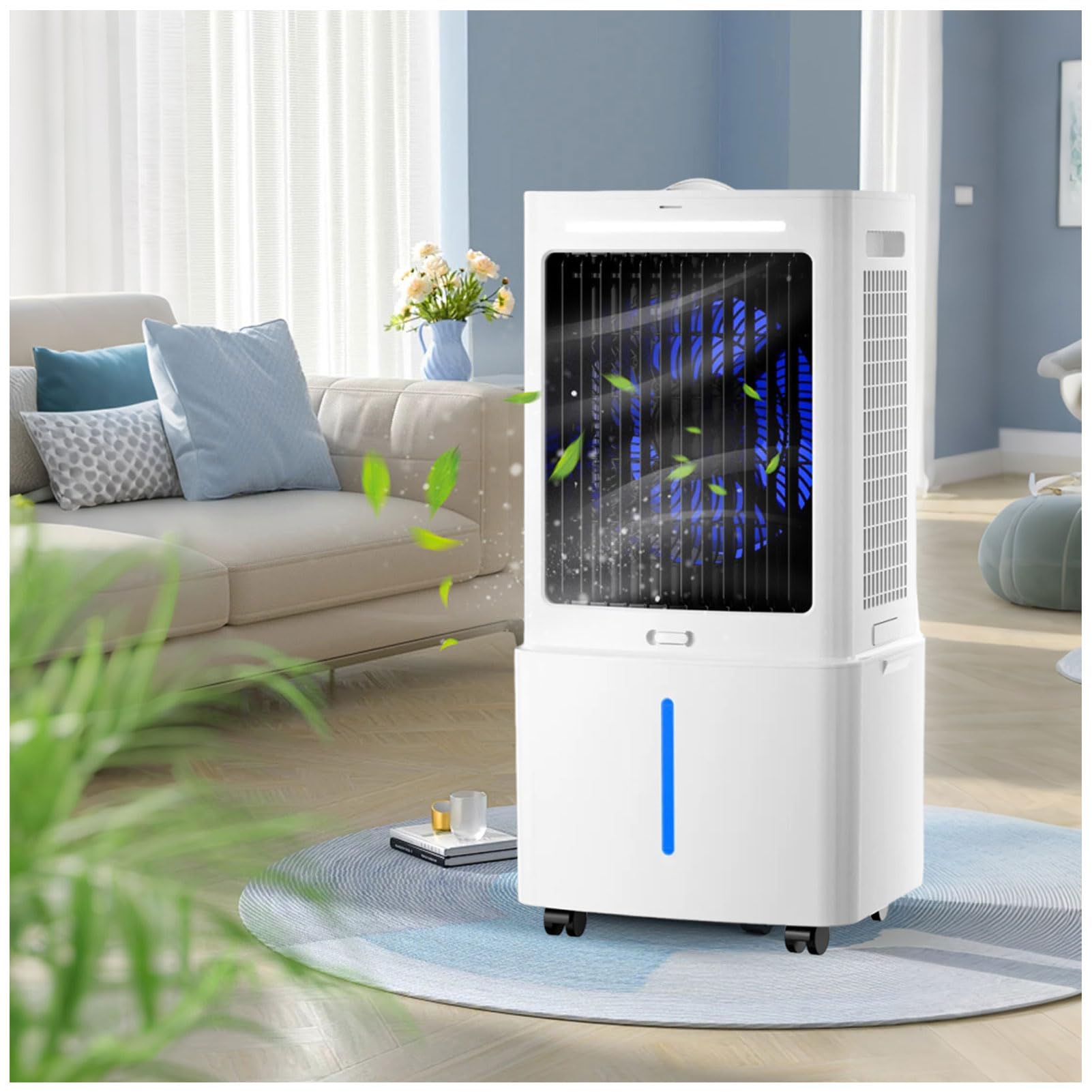 25L Portable Evaporative Air Cooler, 3-Speed, Remote, 12H Timer & Ice Packs,Oscillating Cooling Fan for Home Patio Restaurant Garage