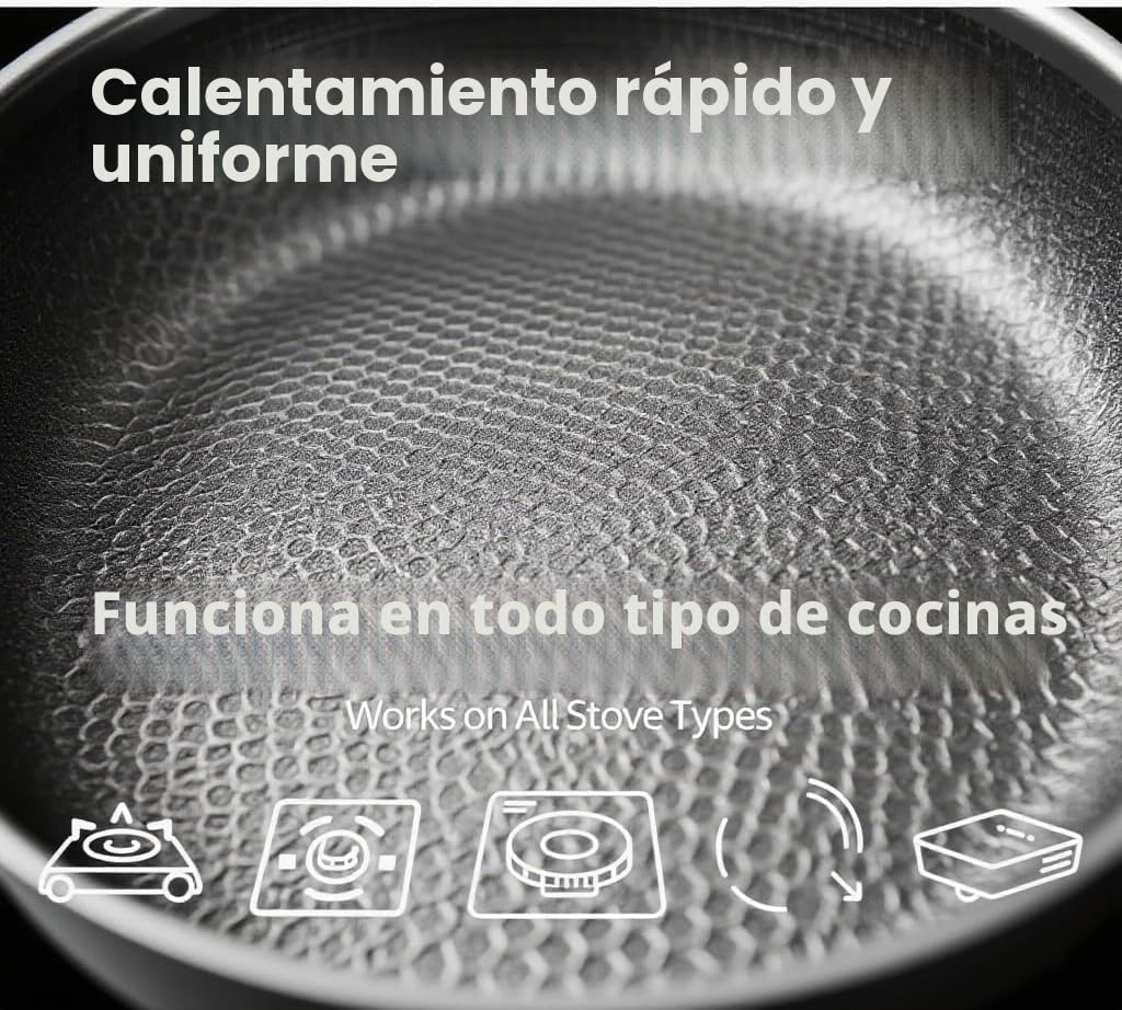Genérico Sartén de titanio con espátula, antiadherente wok martillado de titanio Nutrition para cocinar, sartén de sin recubrimiento, sartén de por inducción (Sin tapa, 26cm)