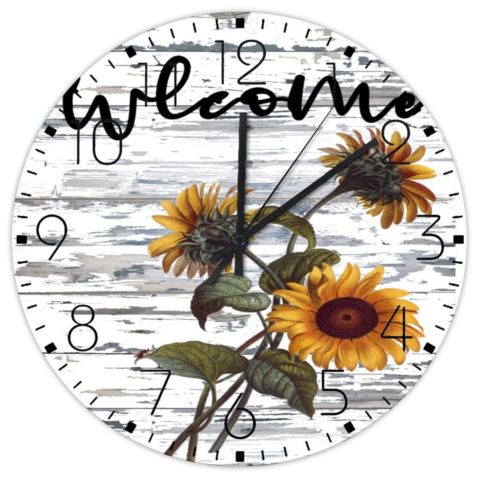 Horloge murale ronde en bois de qualité supérieure motif floral