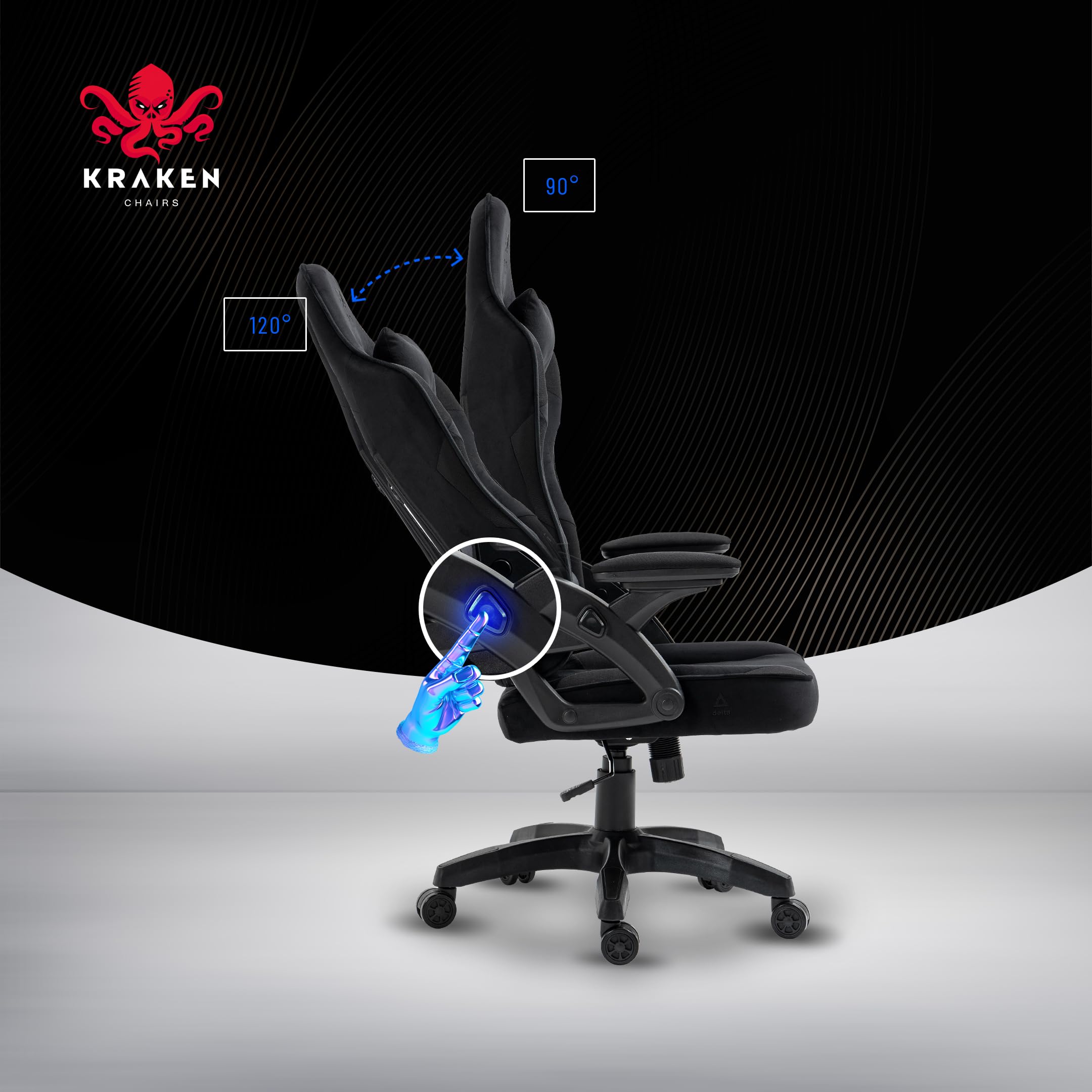 Gaming Stuhl Stoff Samt Ergonomisch - Schwarz Gamer Stuhl Mit Lendenkissen, Kopfkissen, 2D Armlehnen Und Wippfunktion, Bürostuhl Mit 120° Rückenlehne, 130 kg Belastbarkeit