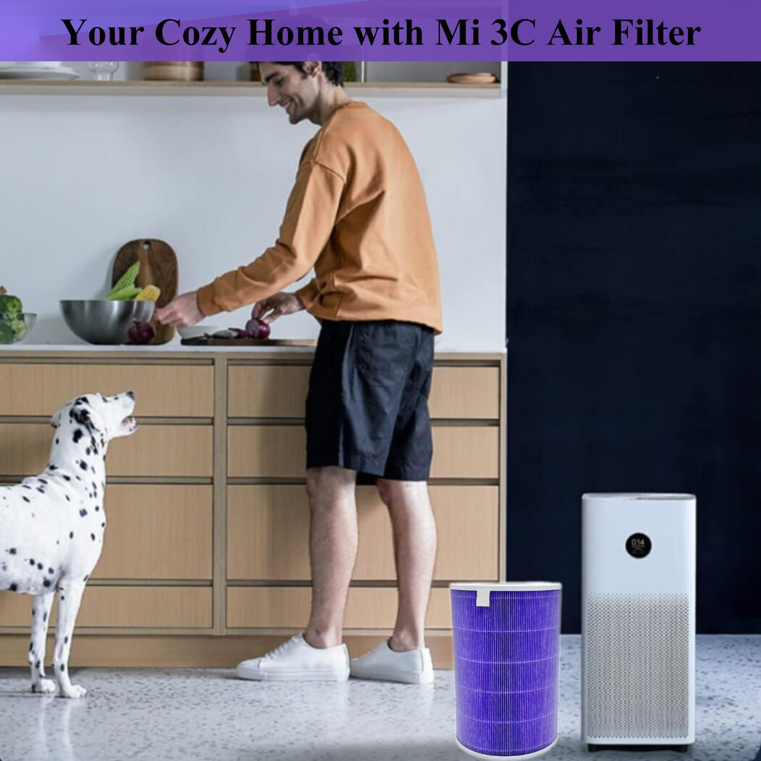Filtro di ricambio HEPA, adatto per Xiaomi Mi Purificatore d'aria 3C 3H 3, 2C 2H 2S, Pro, numero di parte # M8R-FLH, H13, filtro a carbone attivo ad alta efficienza (filtrazione purple-4