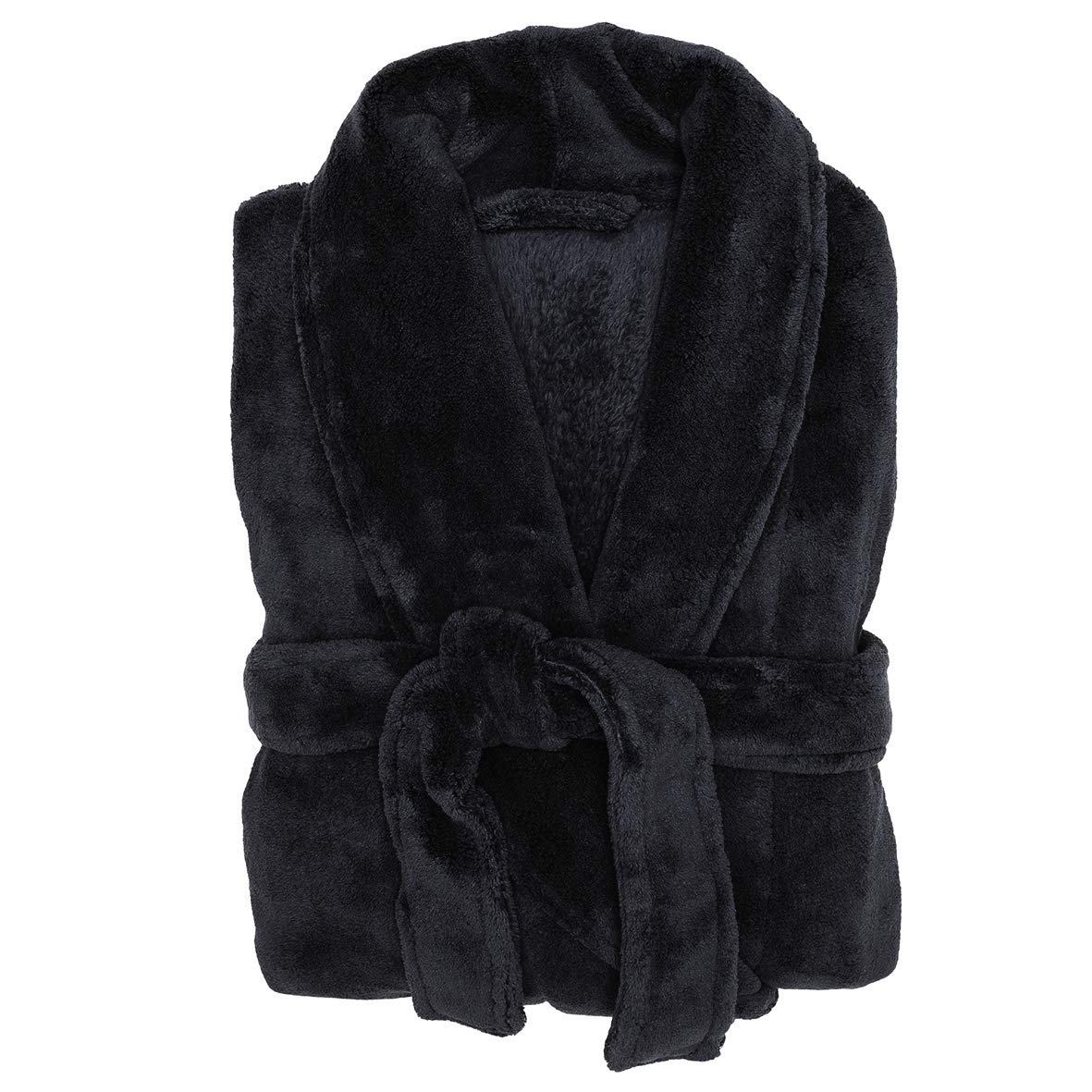 Bambury Microplush Bathrobe, Large/Extra Large, Black– Soft Plush Robe for Men and Women,...
