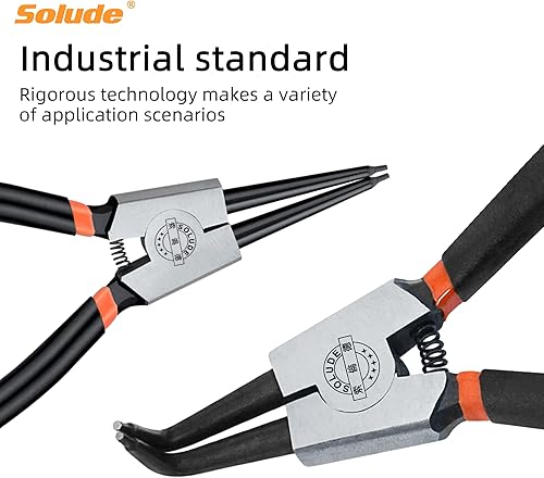 Miniatura 3 de SOLUDE Juego de 4 alicates de anillo a presión kit de alicates de clip de 13 pulgadas con mandíbula rectadoblada herramienta de anillo de presión