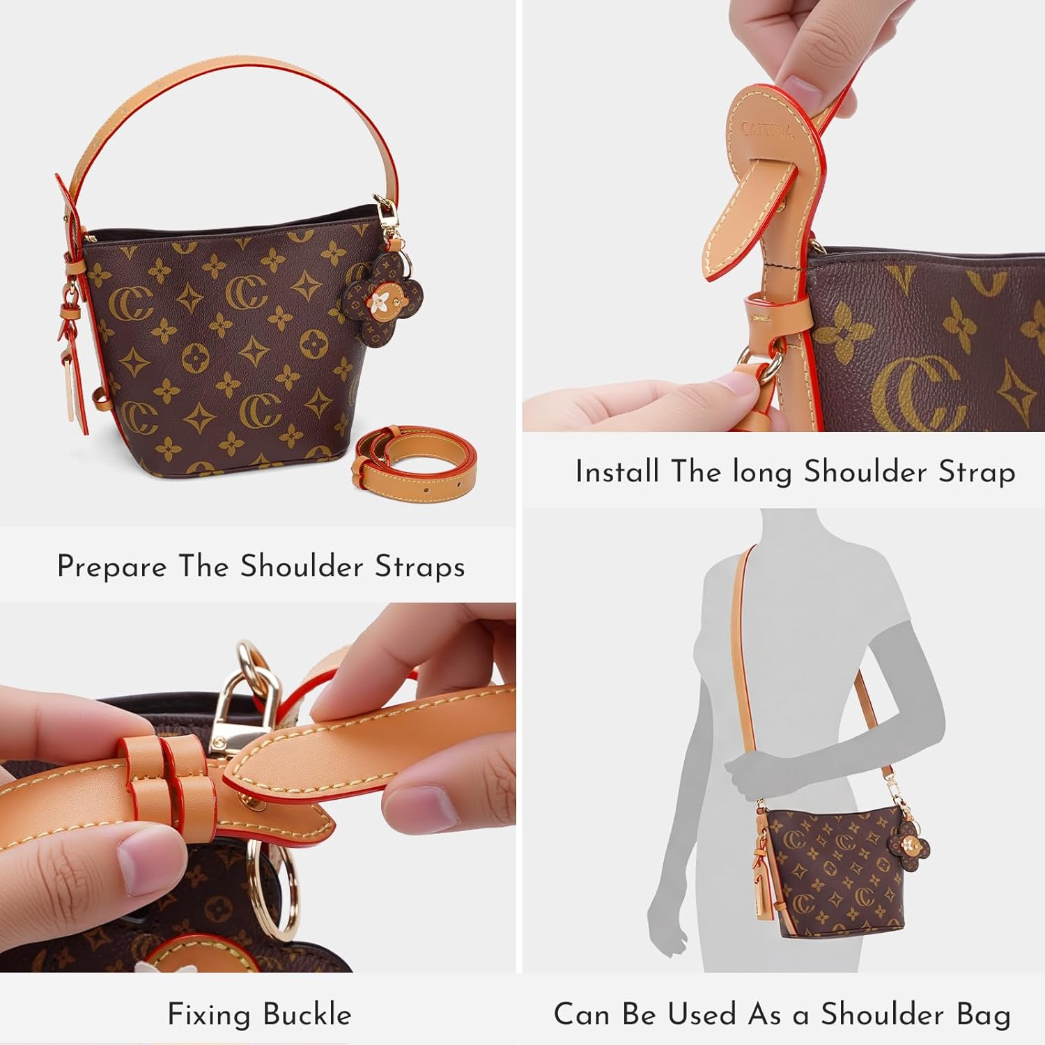 Tote Bag for Women Satchel Bag Top Handle Handbag Bucket Purse Crossbody Purses Shoulder/Clutch with Coin Purse