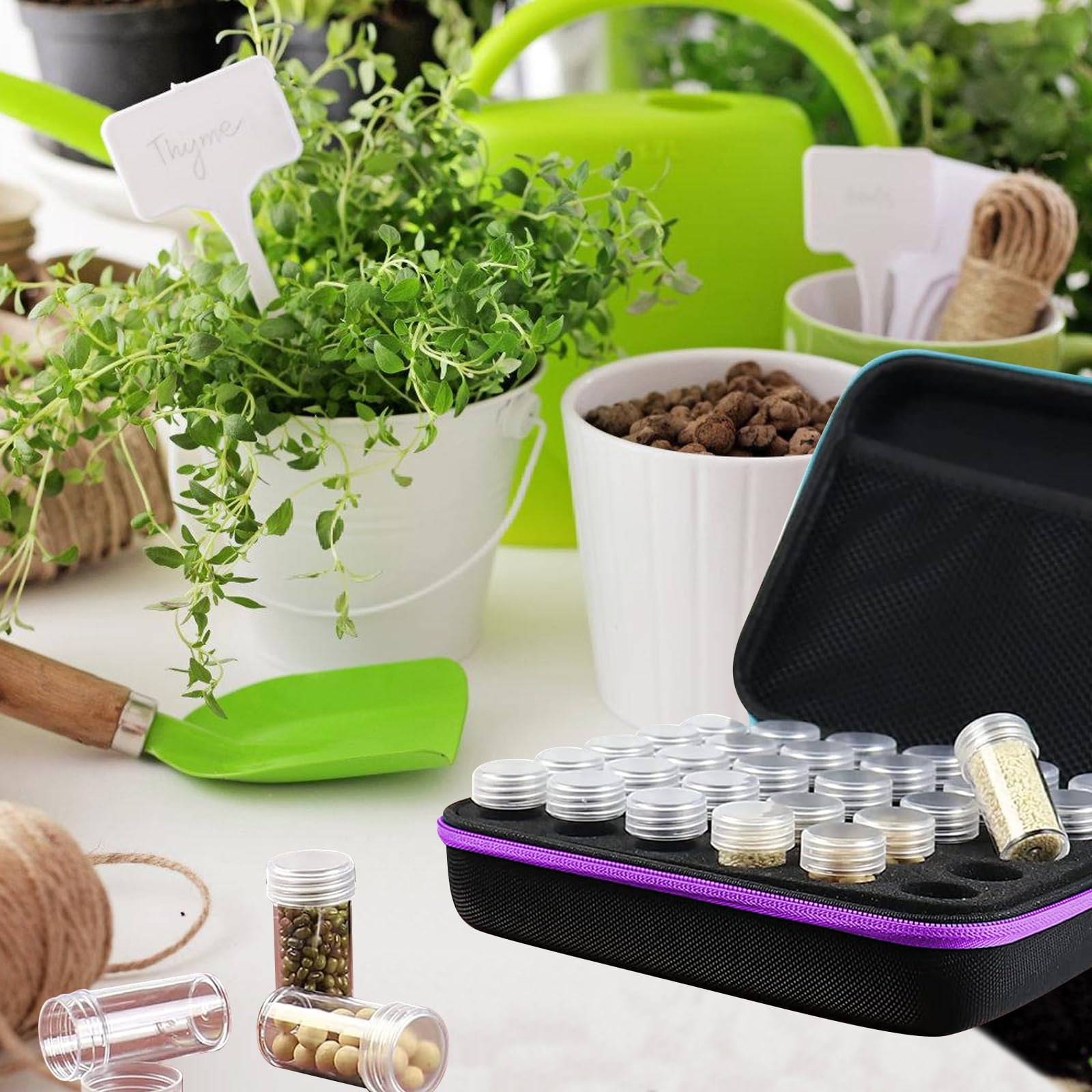 Flexzion Saatgut-Aufbewahrungsbox Aus Metall – 4 Fächer, 6,4 Liter, Mit Schlössern, Weiß