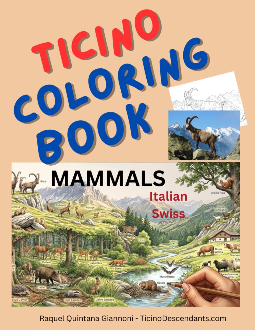 Ticino Coloring Book : A Journey Through the Alps: Mammals