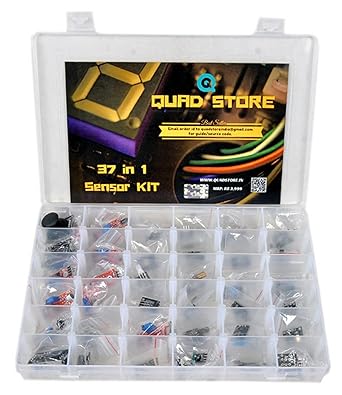 Quad Store 37 in 1 Sensor Modules Kit compatible with Arduino Raspberry Microcontrollers with box