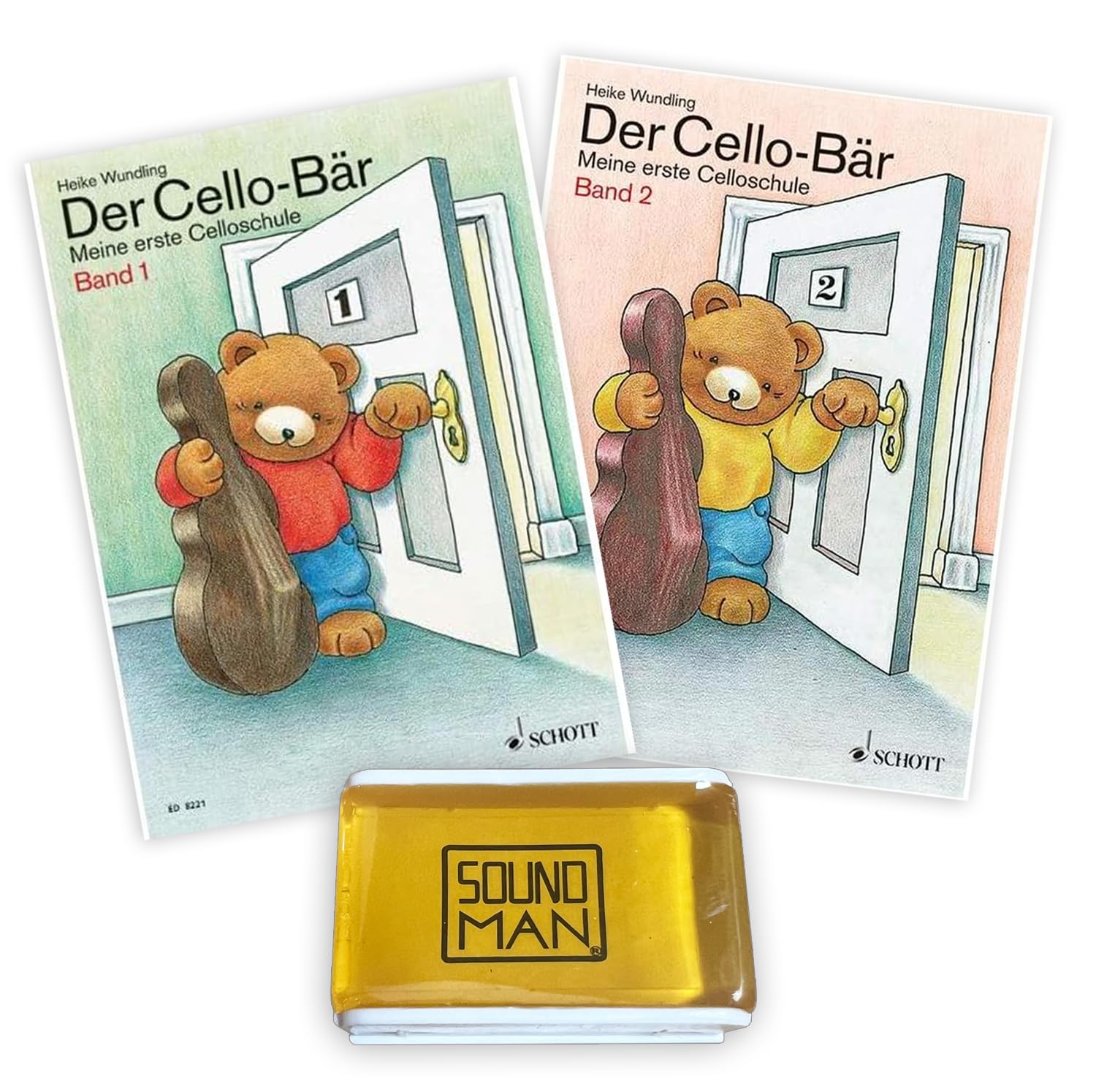 Der Cello-Bär 1 und 2 (Starterset) von Heike Wundling Band 1 und Band 2 - ISBN 9783795754556, 9783795754563 + Soundman Kolophonium für Cello