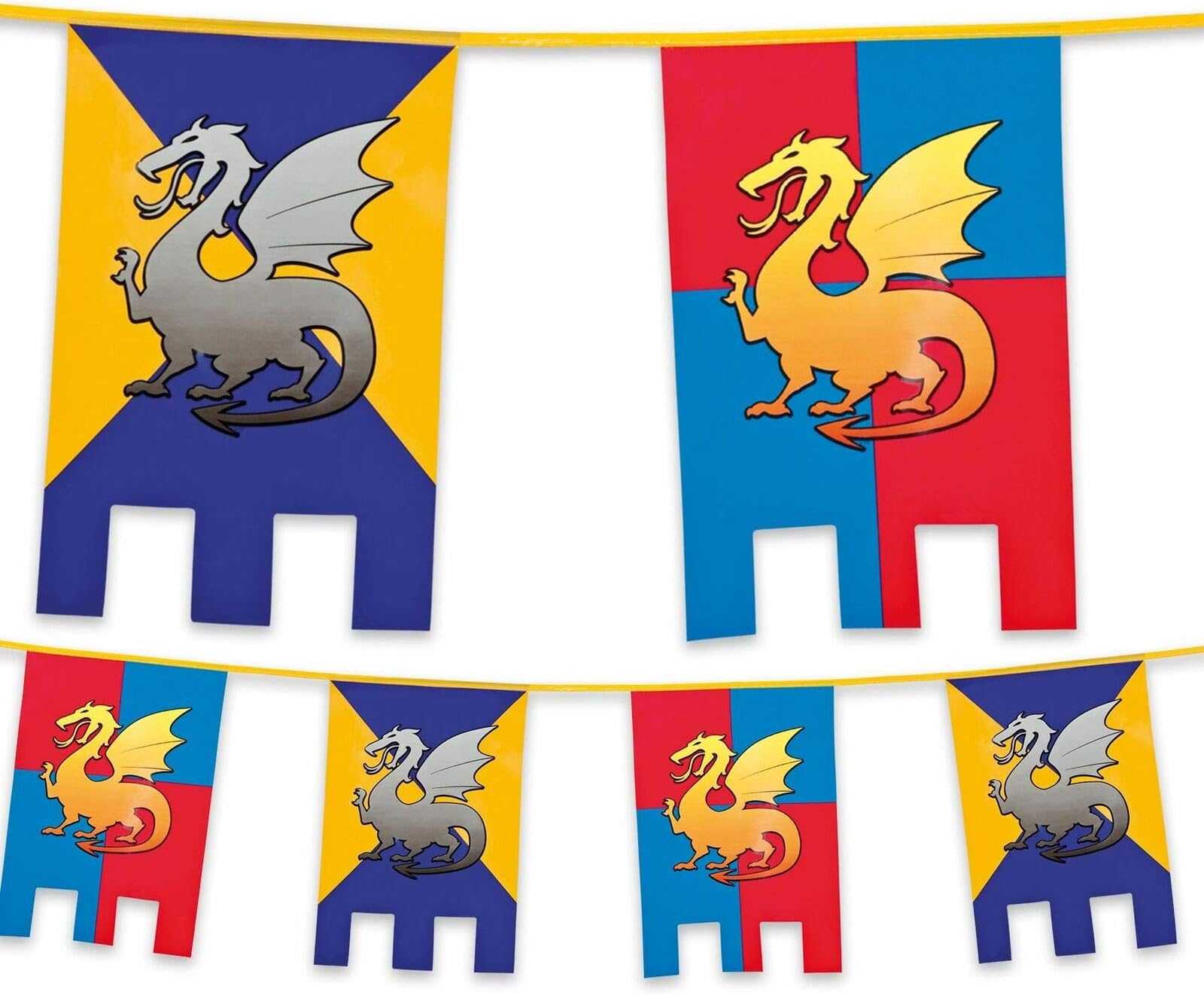6m Knights and Dragons Bunting Medieval Thrones Party Decoration Flags Party Caste Hanging Jousting Flag