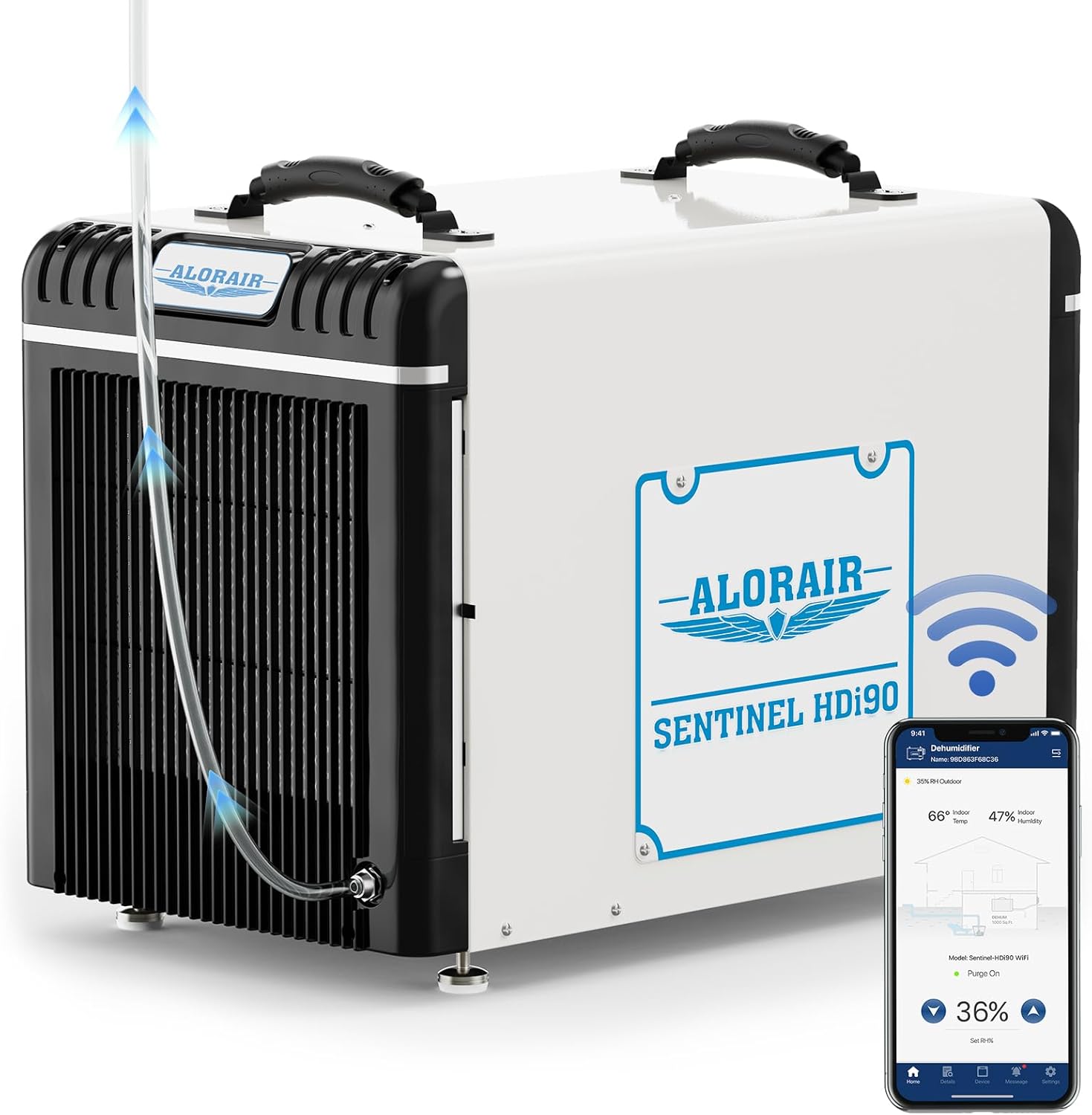 ALORAIR Wi-Fi Crawl Space Dehumidifier, 198 PPD Basement Dehumidifiers with Condensate Pump, Auto-Defrost, Rare Earth Alloy Tube Evaporator product image