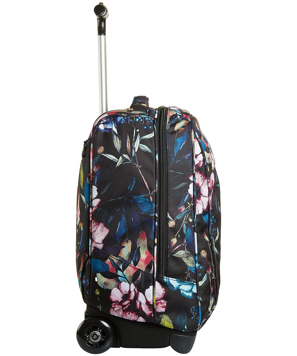 Invicta Zaino con ruote, WILDFLOWERS, 2 in 1, Zaino + Trolley, Ragazze e Ragazzi per Scuola, Sport, Tempo libero, Borsa per computer portatile, Nero