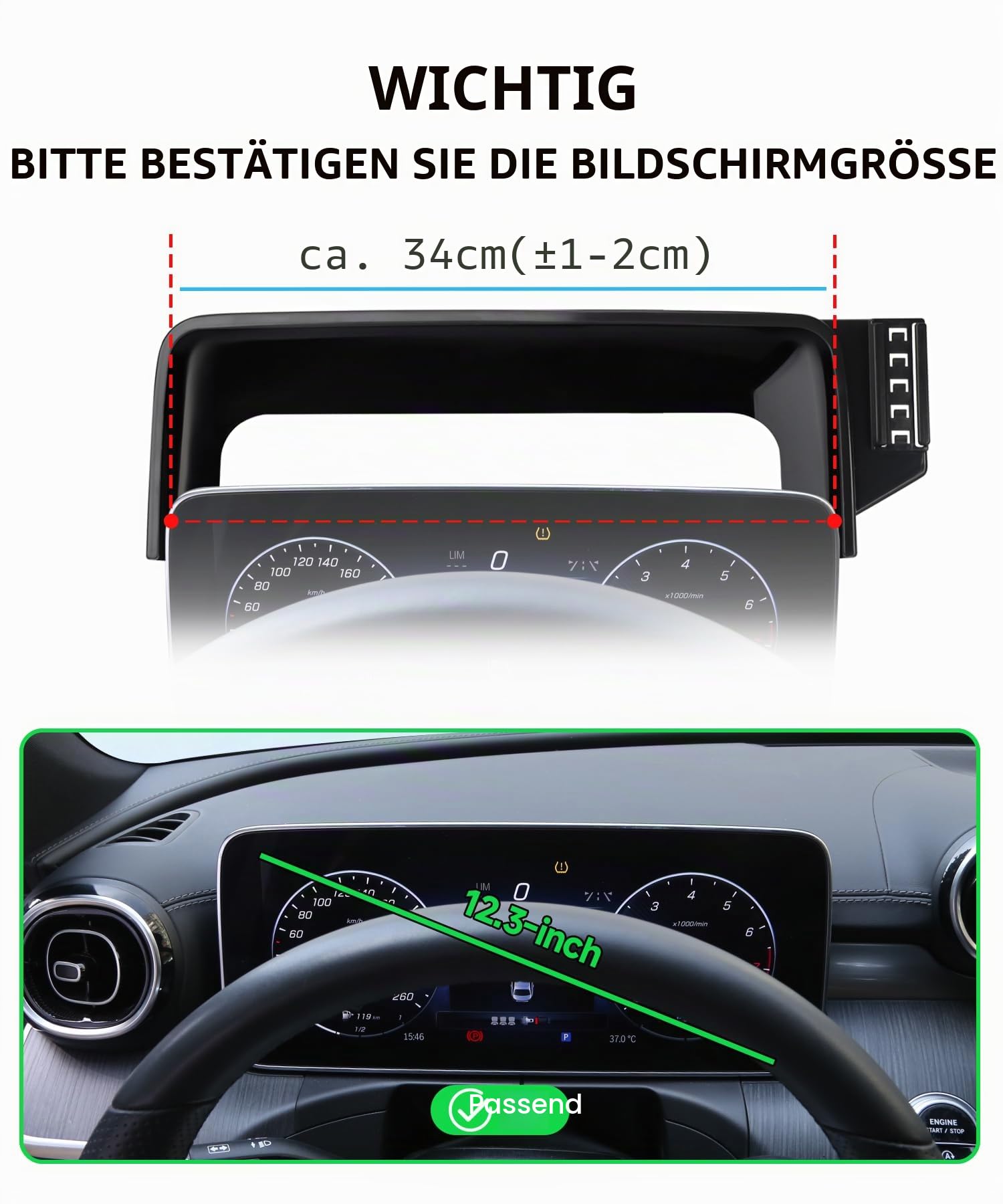 Auto-Telefonhalterung für Mercedes-Benz GLC/C-Klasse 2022-2026, 12,3-Zoll-Bildschirm