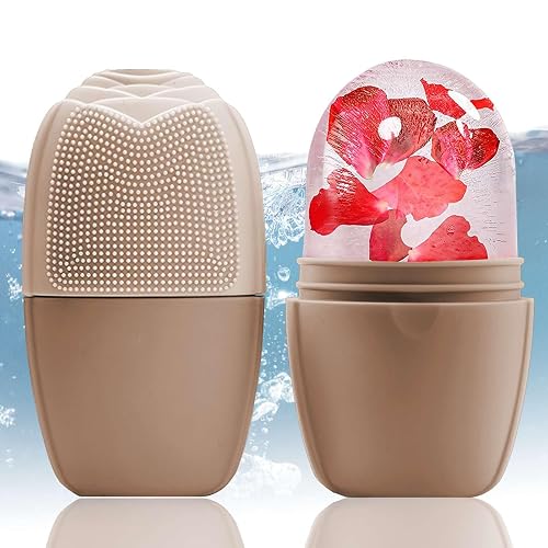 XHJRI Ice Face Roller Massager,Ice Cube Roller for Face, Eyes and Neck Naturally Conditioning and Skin Care,De-Puff Eye Bags,Reduce Migraine Pain,Reusable Massage Silicone Ice Mold (New Coffee)