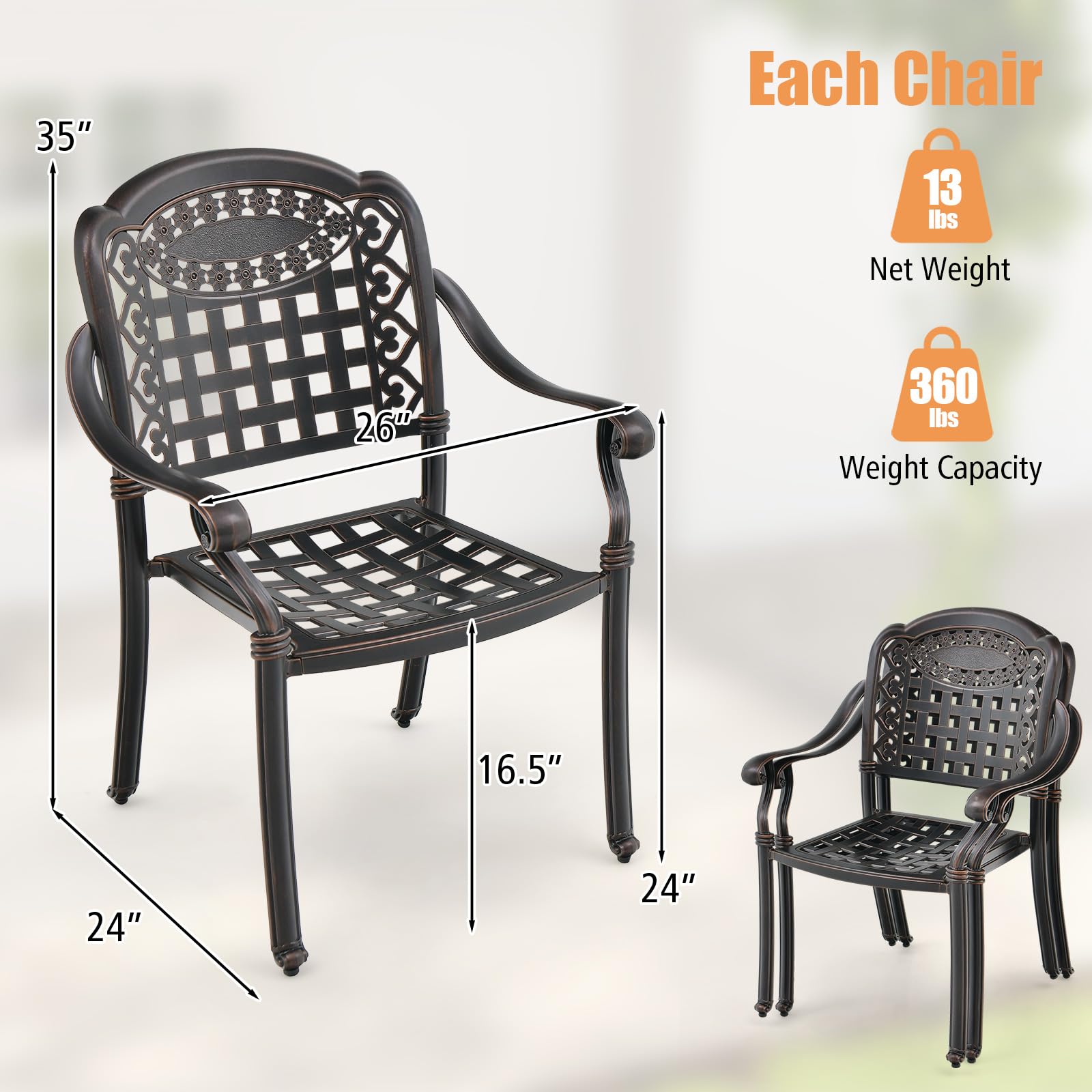 cast aluminum stackable patio chairs