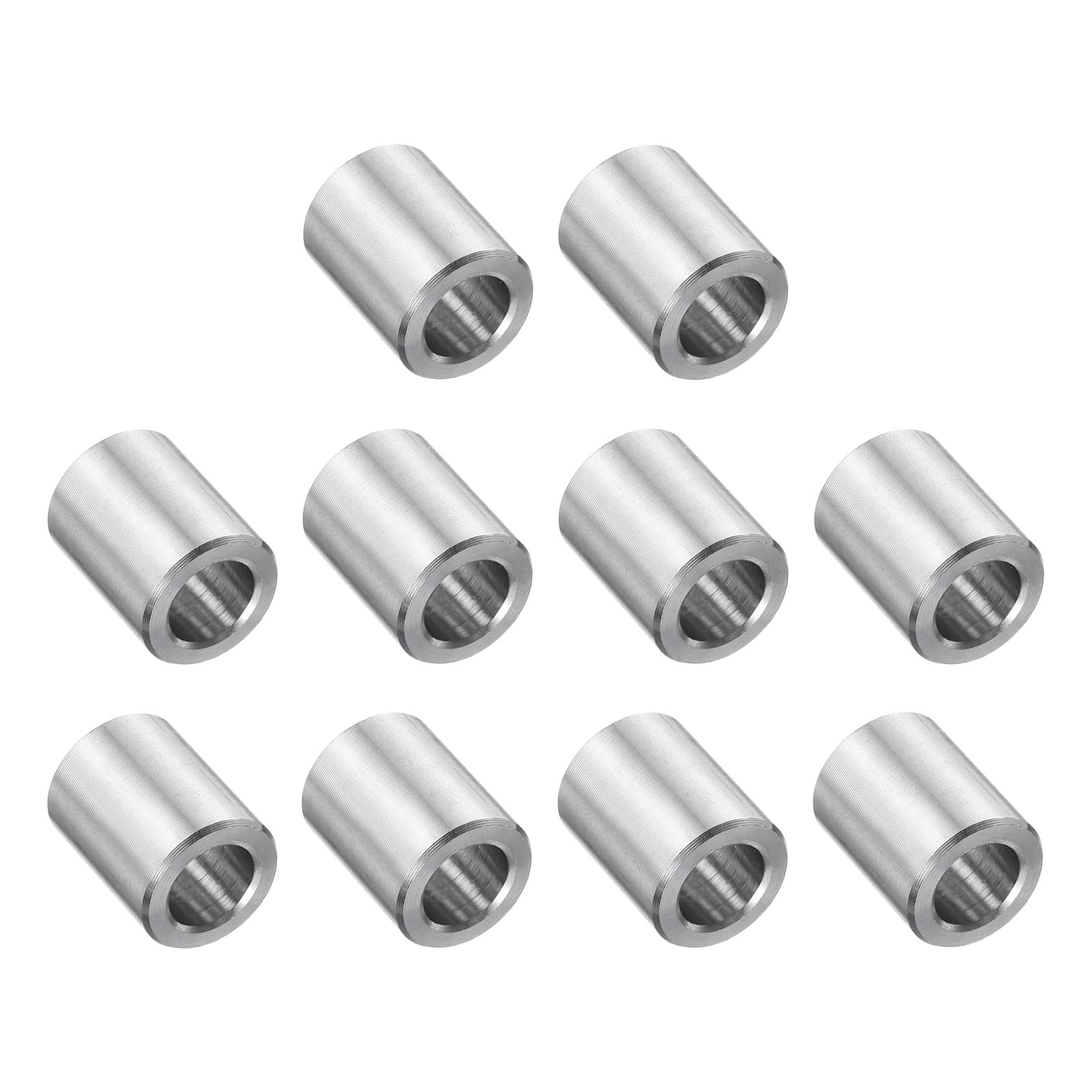 uxcell 10 Pcs Stainless Steel Spacer 5/16" Bore x 1/2" OD x 5/8" Length Screw Bushing Plain Finish Round Metal Spacer for 5/16" Screws Bolts and Rods