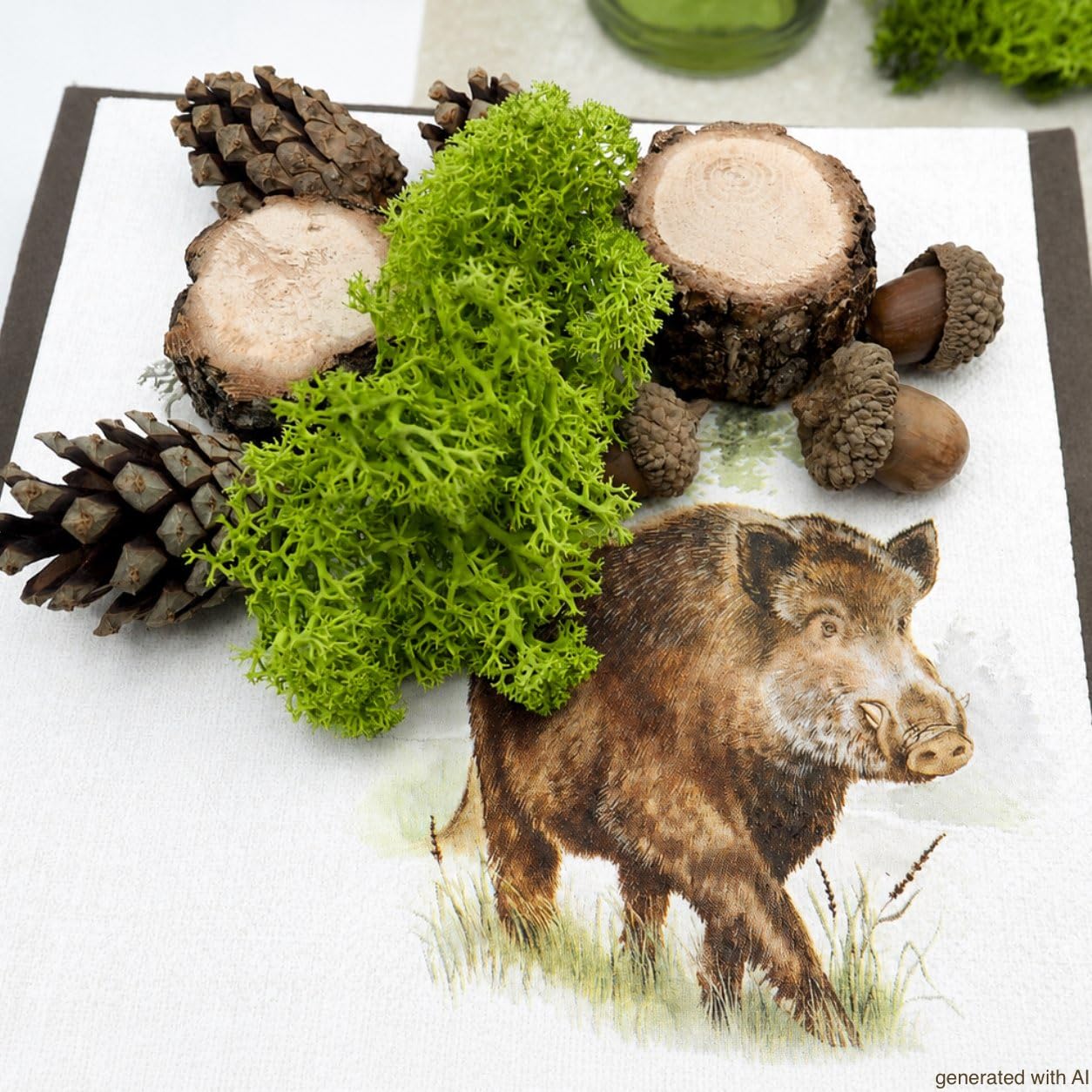 Tischdeko Herbst Deko Wildschwein Jäger Erntedankfest Geburtstag Mann SET