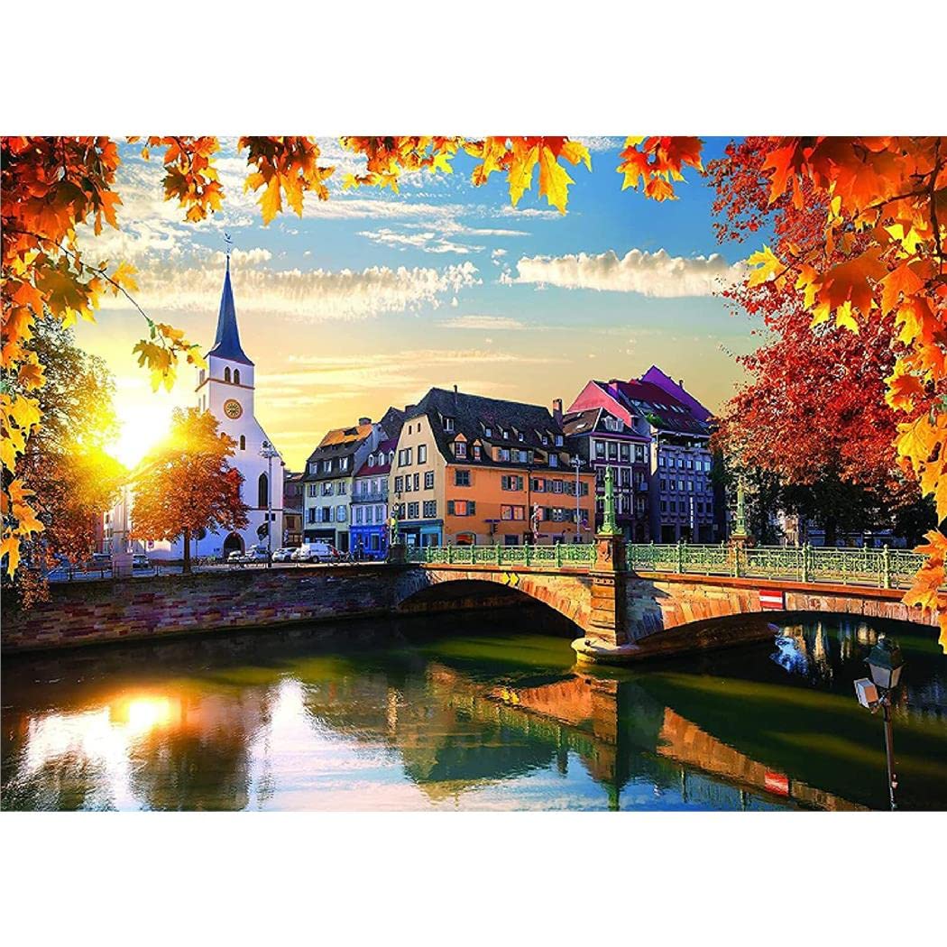 znwrr Diamond Painting DIY 5D Strasbourg Sunset Diamond Painting Kits for Adults and Children Full Drill Diamond Art Kits Rhinestone Embroidery 40x50cm